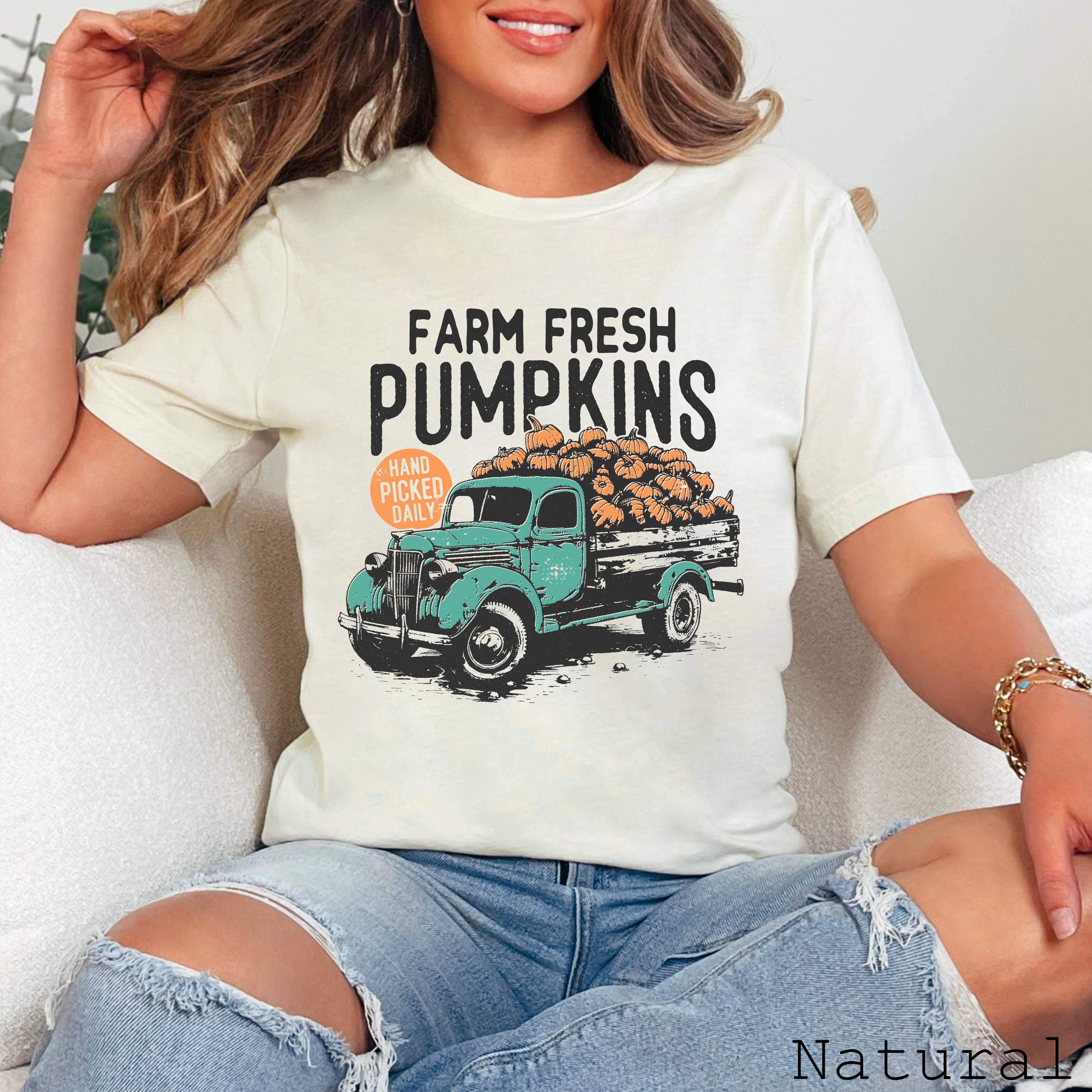 Farm Fresh Pumpkins Fall  Graphic Tee  | Bella Canvas Hoodie, Sweatshirt | PodTeesHub.com