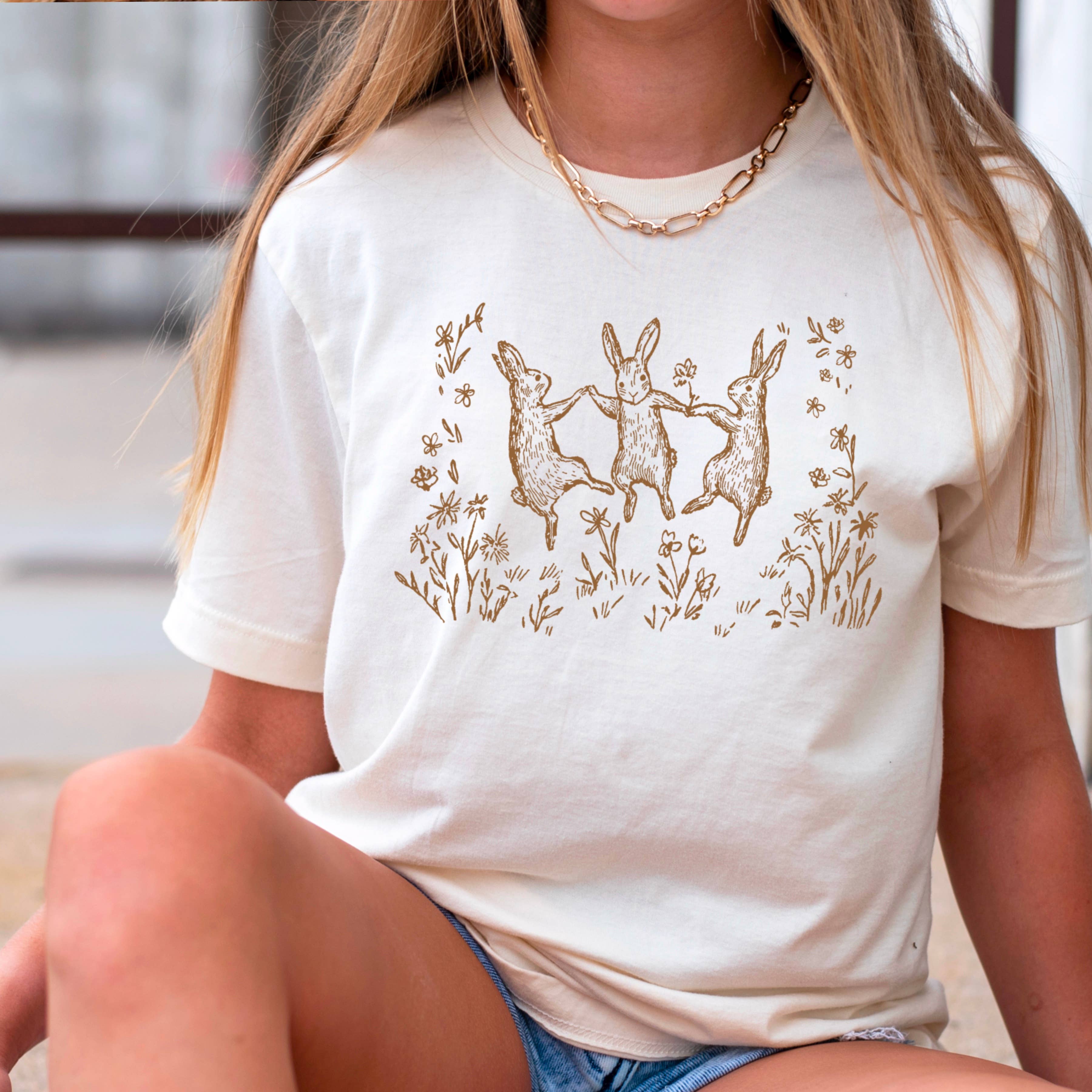 Dancing Spring Bunnies  | Easter Graphic Tee | Gildan Hoodie, Sweatshirt | PodTeesHub.com