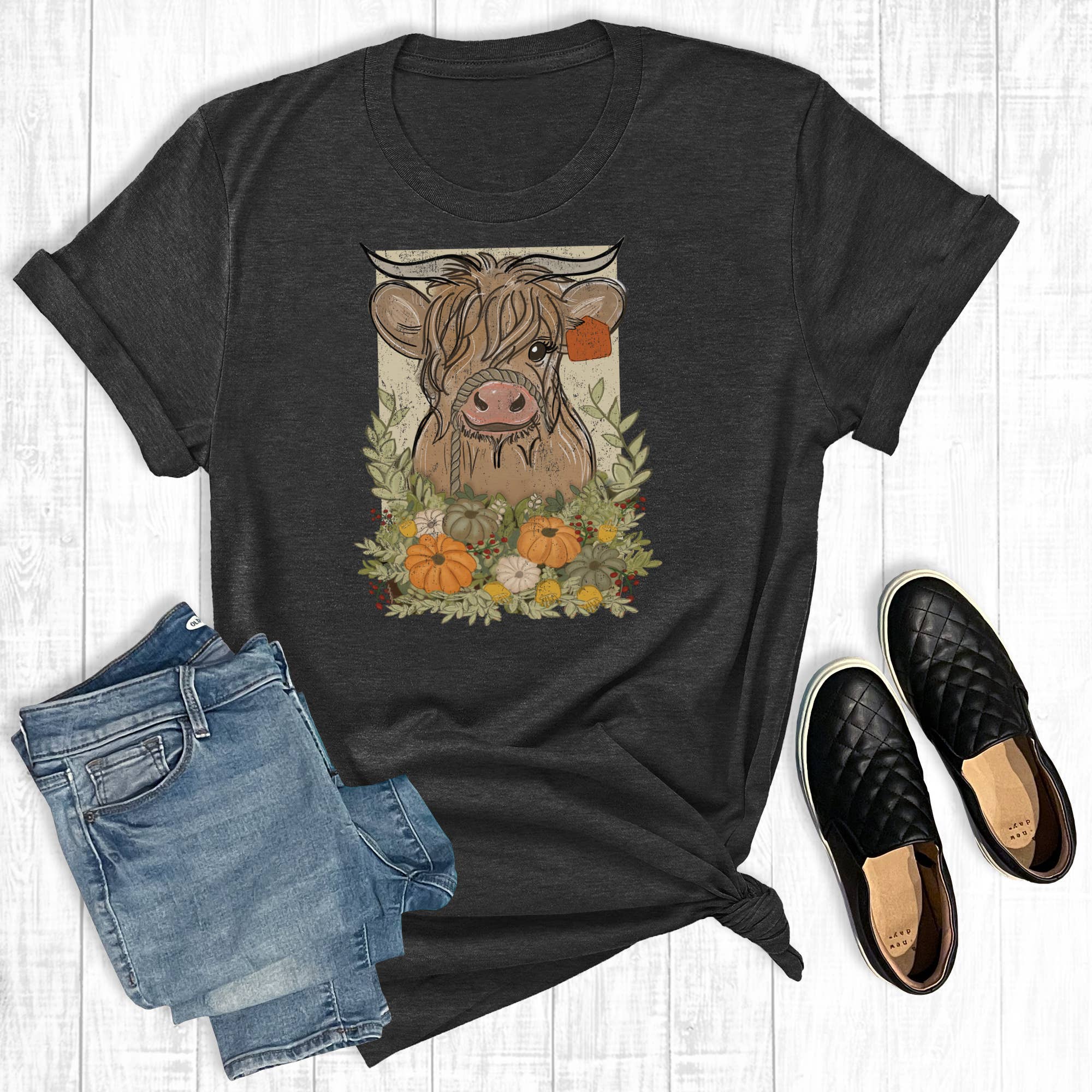 Fall Longhorn Cow Graphic Tee Hoodie, Sweatshirt | PodTeesHub.com