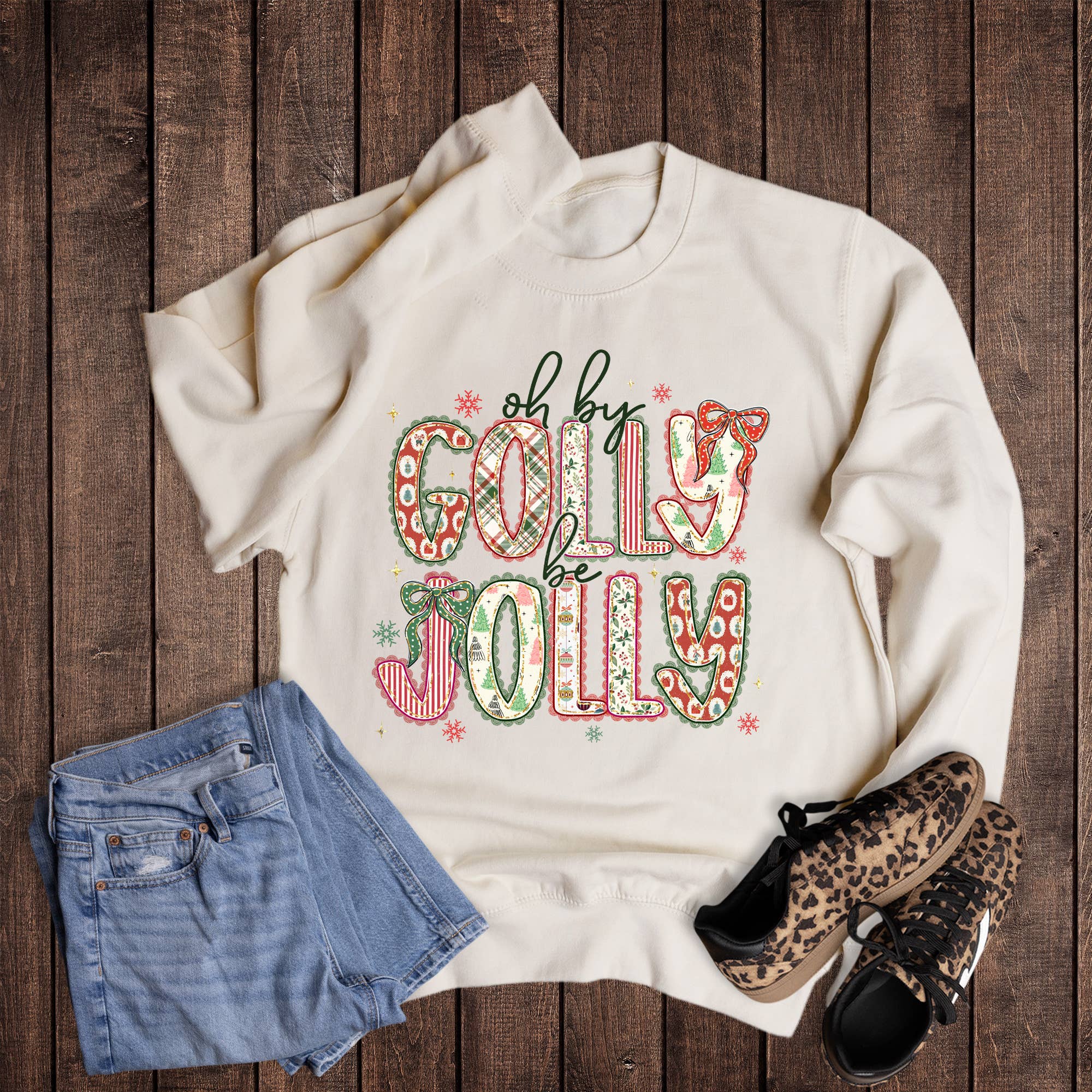 Christmas Oh By Golly Be Jolly Sweatshirt T-Shirts, Hoodie | PodTeesHub.com