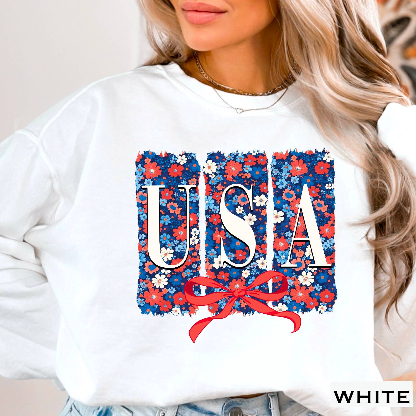 Floral USA  Patriotic Sweatshirt | July 4th Sweatshirt T-Shirts, Hoodie | PodTeesHub.com