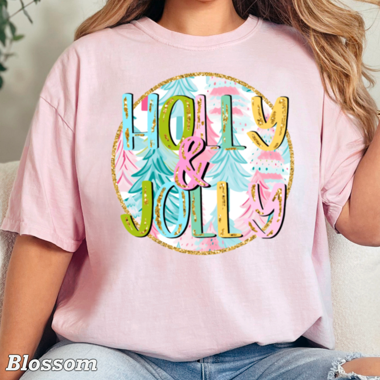 Holly and Jolly Christmas 2025 Graphic Tee|Comfort Color Hoodie, Sweatshirt | PodTeesHub.com