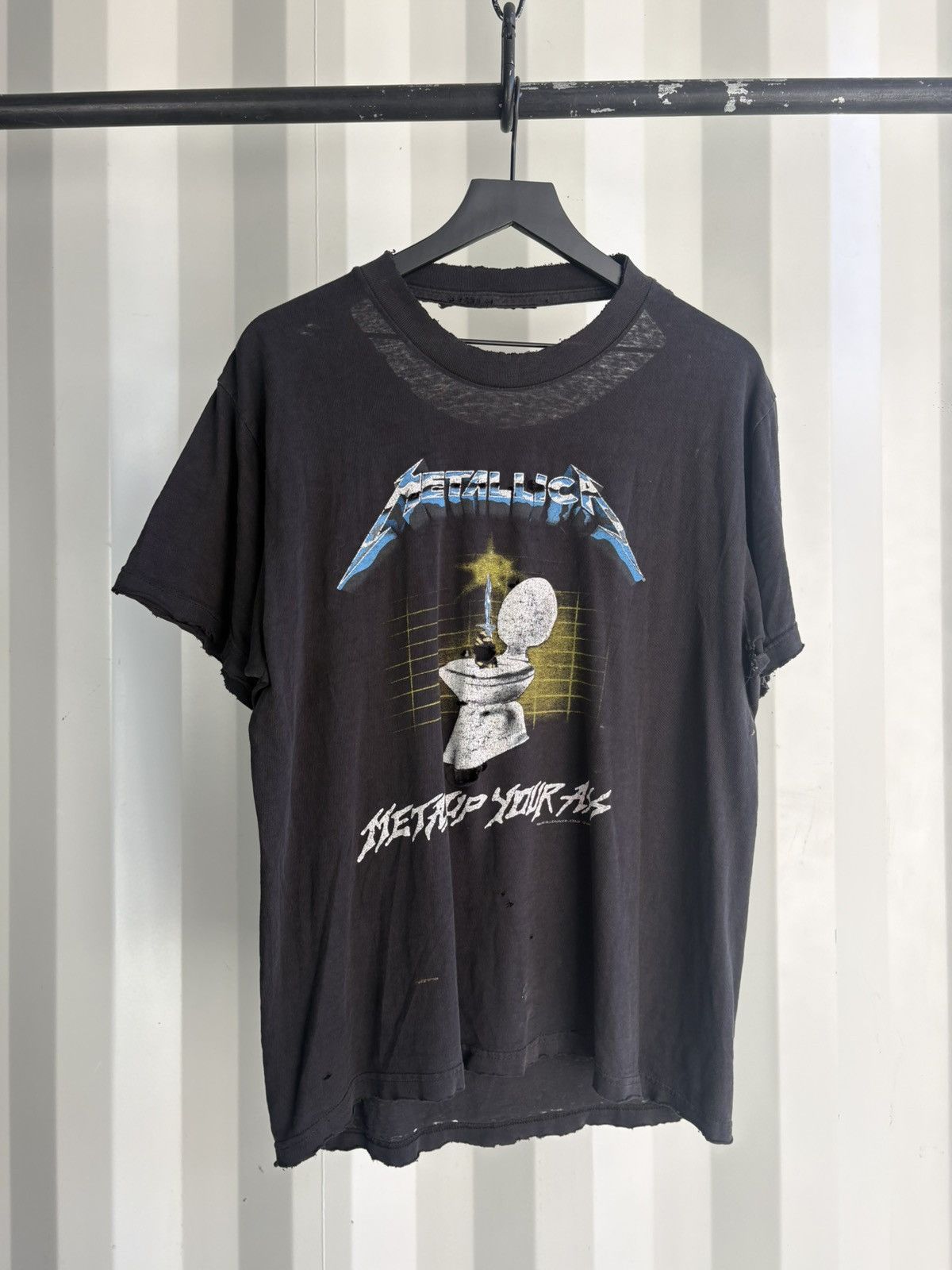 Band Tees Thrashed Metallica Metal Up Your Ass Faded Shirt Grunge Hoodie, Sweatshirt | PodTeesHub.com