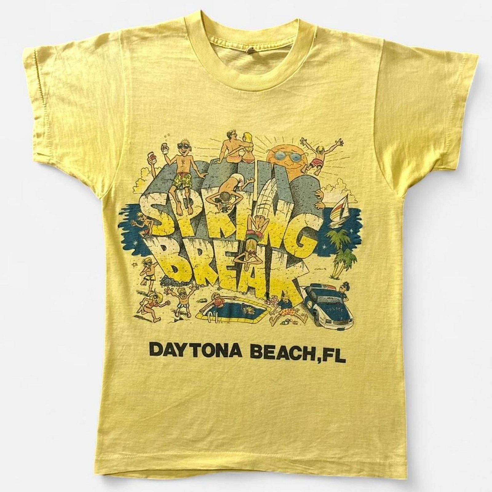 Vintage 80s Spring Break Daytona Beach California Surf Cartoon T-Shirts, Hoodie, Sweatshirt