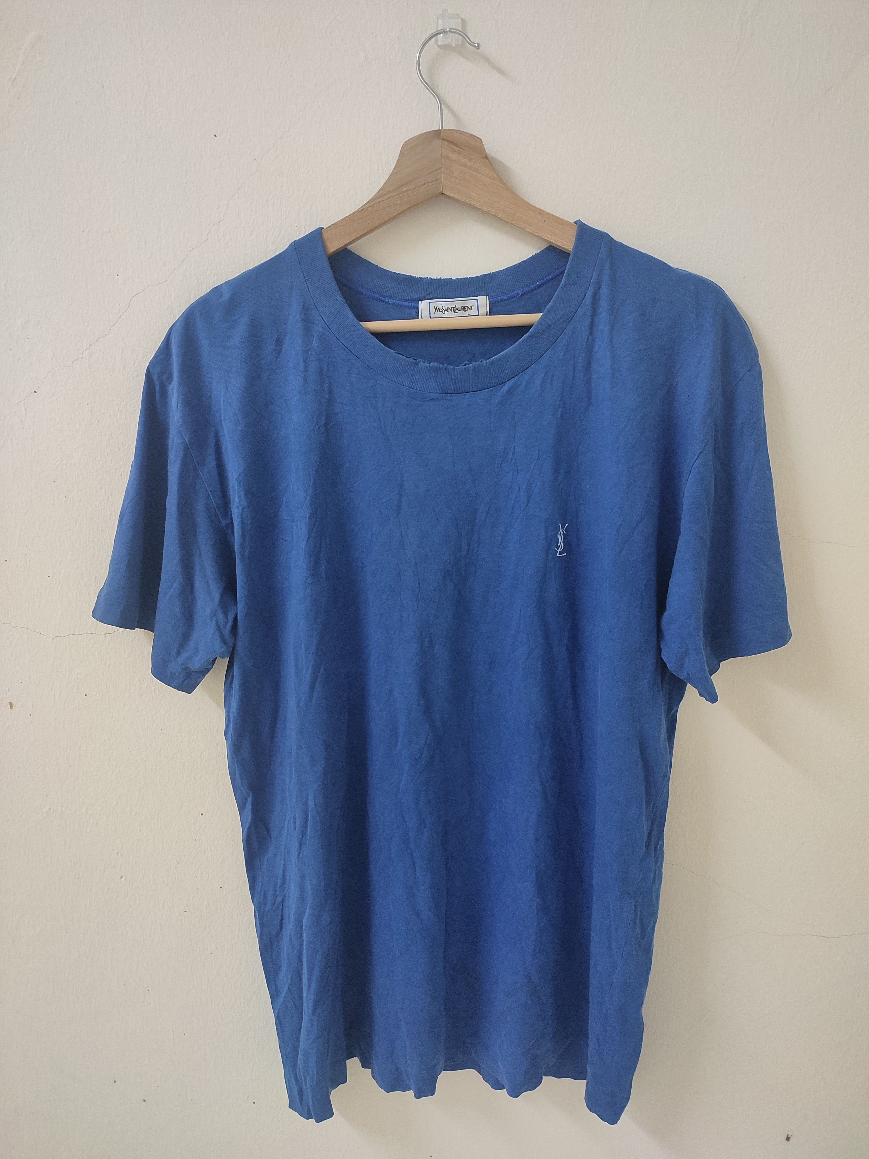 Yves Saint Laurent Vintage Ysl Embroidery Logo Distressed Tees Hoodie, Sweatshirt | PodTeesHub.com