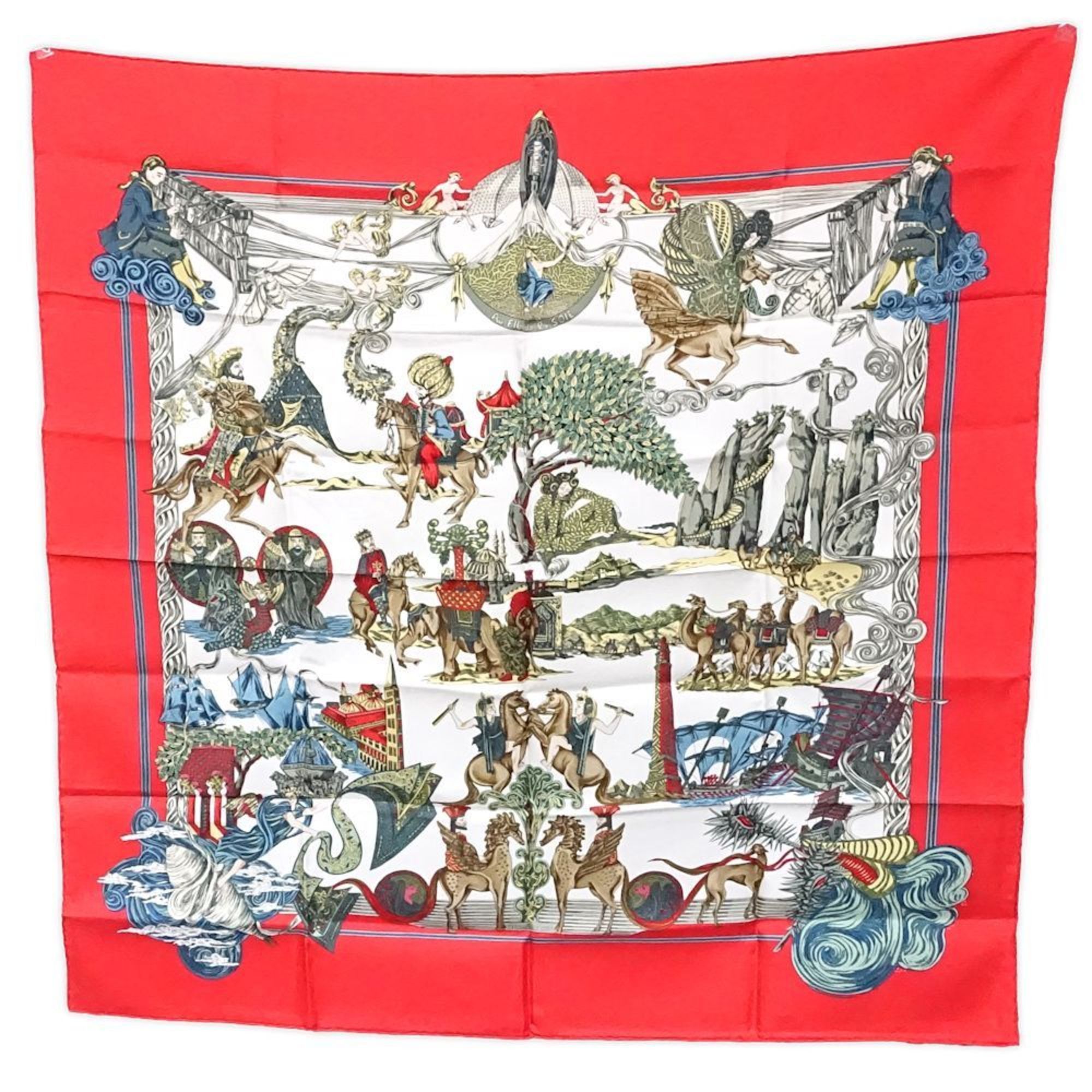 Hermes Carre 90 Scarf Au Fil De La Soie As Silk Thread Moves Red S 181588 T-Shirts, Hoodie, Sweatshirt