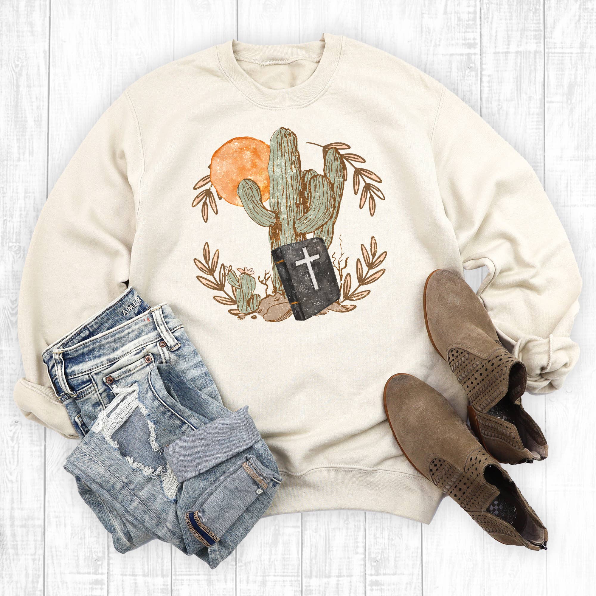 Western Bible Desert Cactus Sweatshirt T-Shirts, Hoodie | PodTeesHub.com