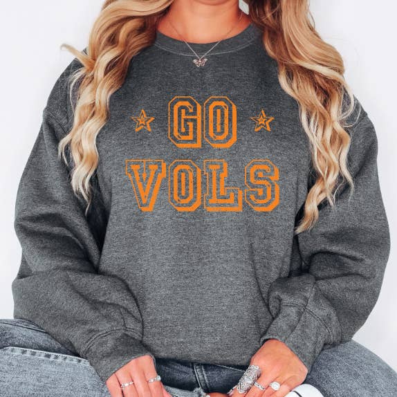 Go Vols Tennessee, Heather Gray Crew Fleece Sweatshirt T-Shirts, Hoodie | PodTeesHub.com