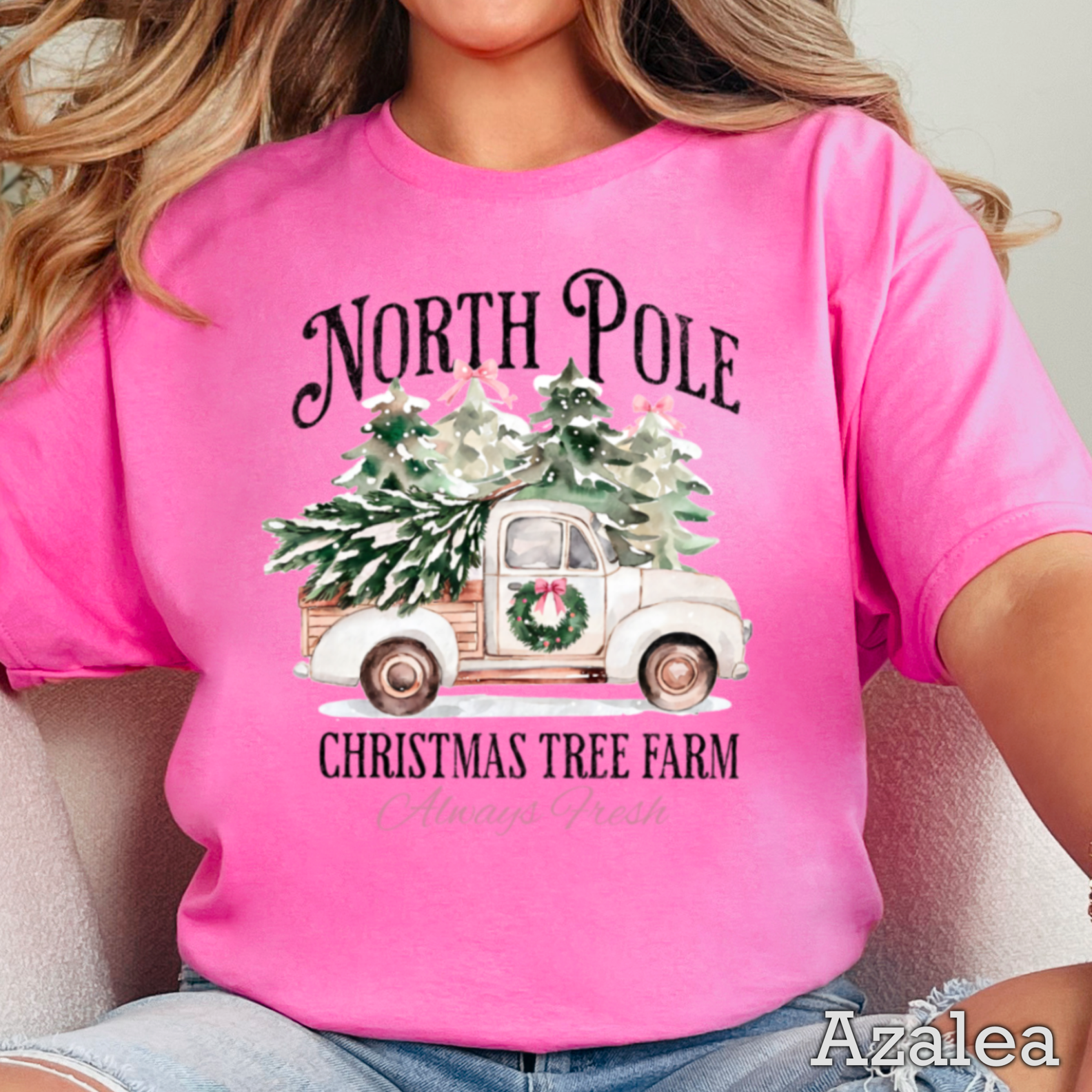 North Pole Christmas Tree Farm Graphic Tee | Gildan Hoodie, Sweatshirt | PodTeesHub.com