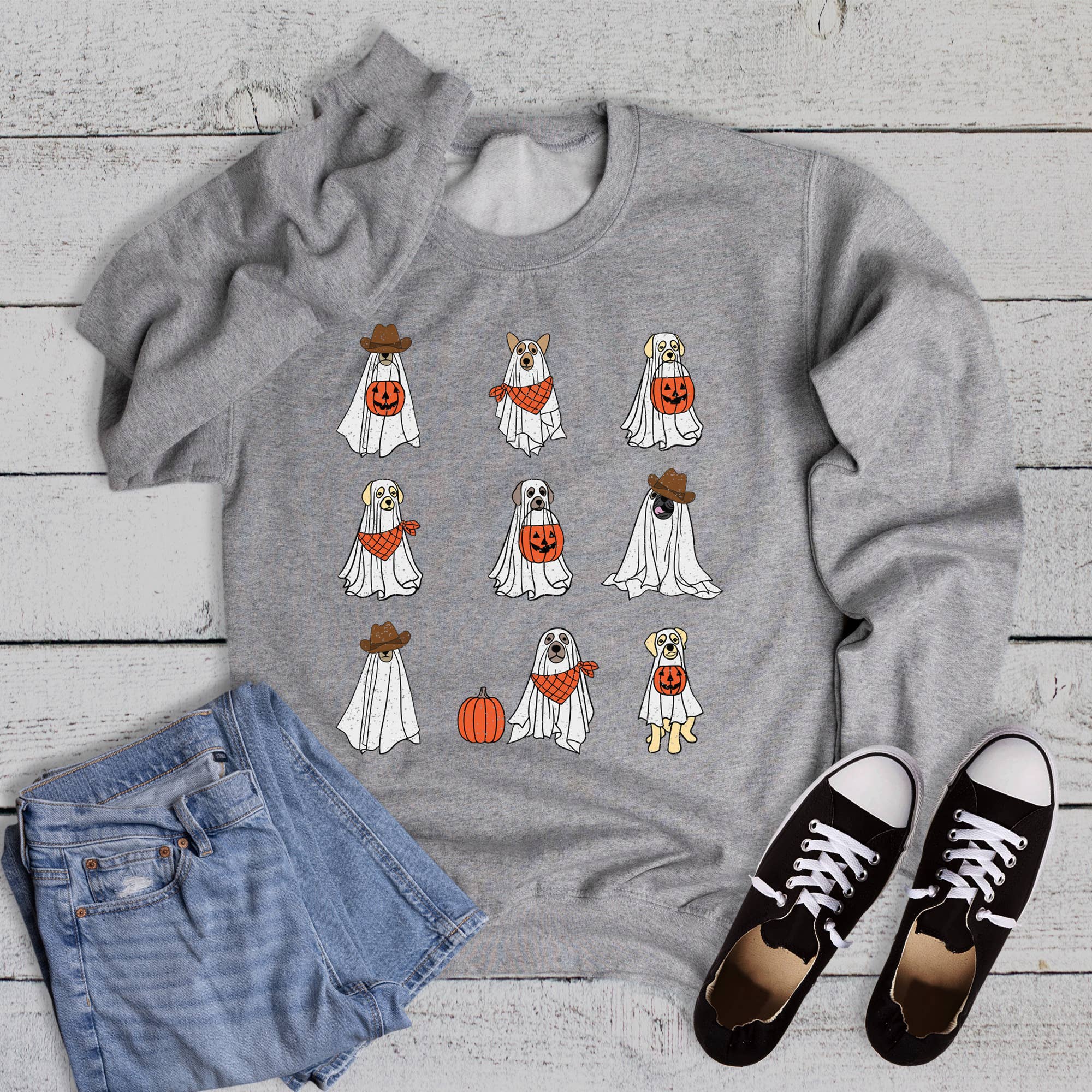 Halloween Ghost Dogs Graphic Sweatshirt T-Shirts, Hoodie | PodTeesHub.com
