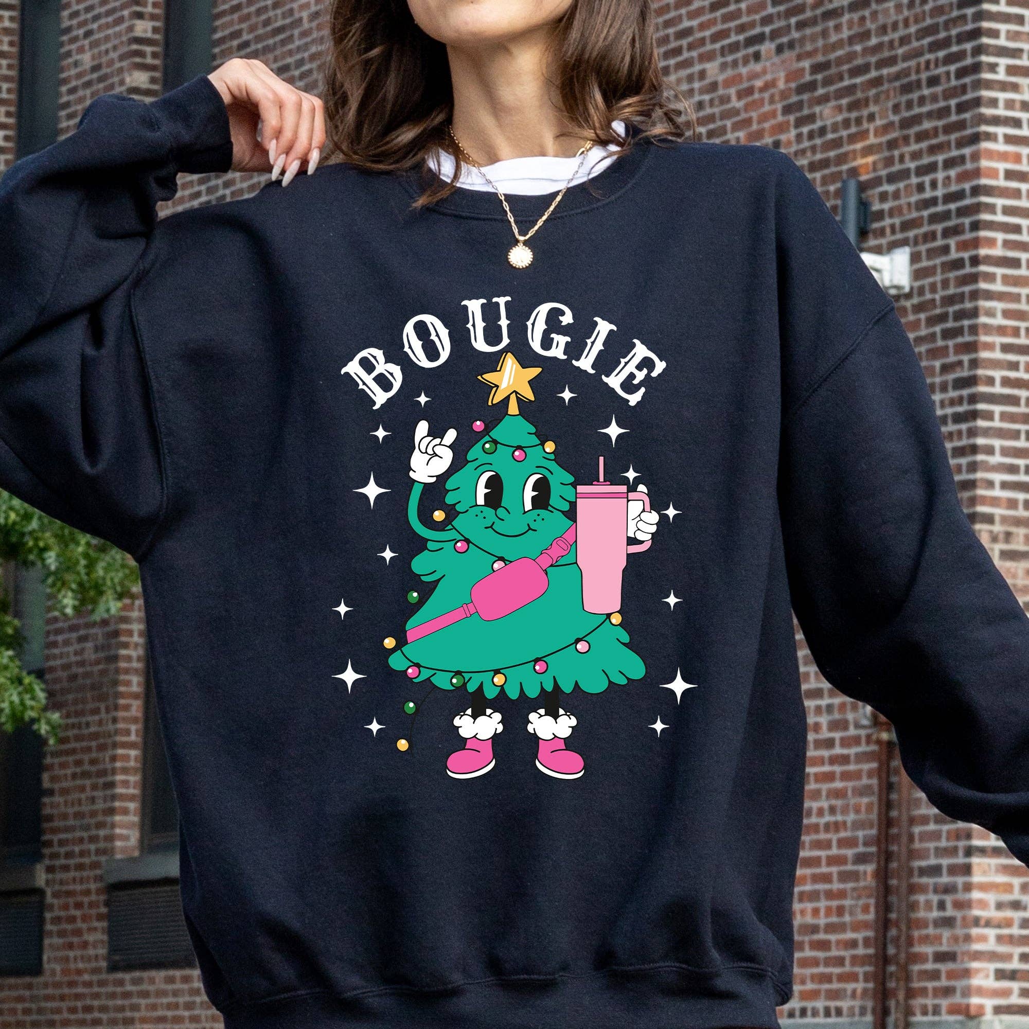 Bougie Christmas Tree, Santa, Winter, Snow, Xmas Sweatshirt T-Shirts, Hoodie | PodTeesHub.com