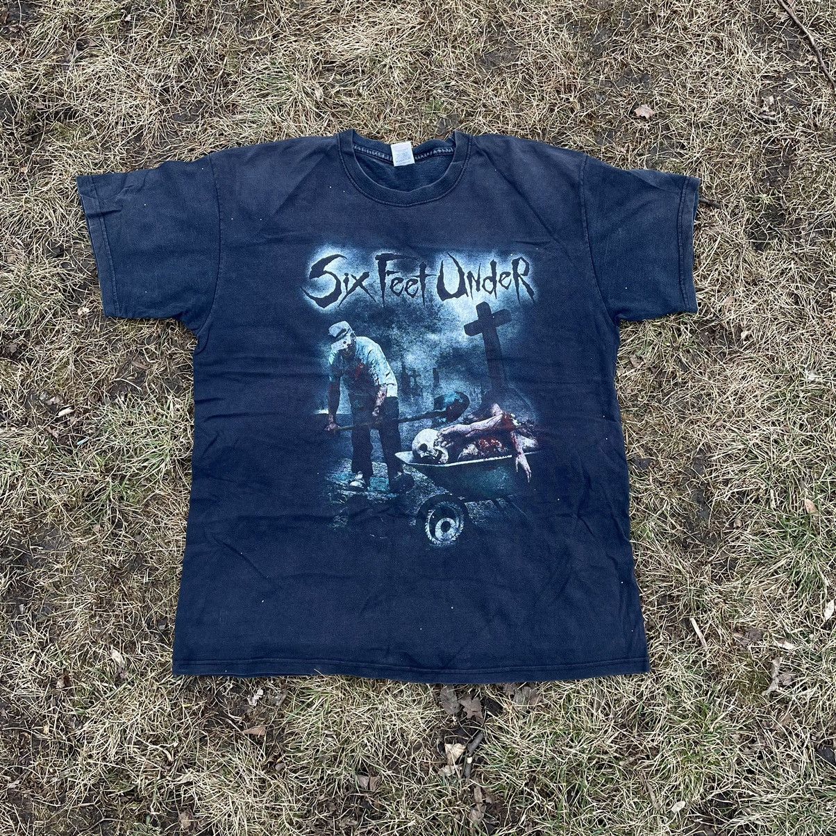 Gildan X Vintage Vintage 90s Six Feet Skulls Vamp Dead Face Horror Tee 90s Hoodie, Sweatshirt | PodTeesHub.com