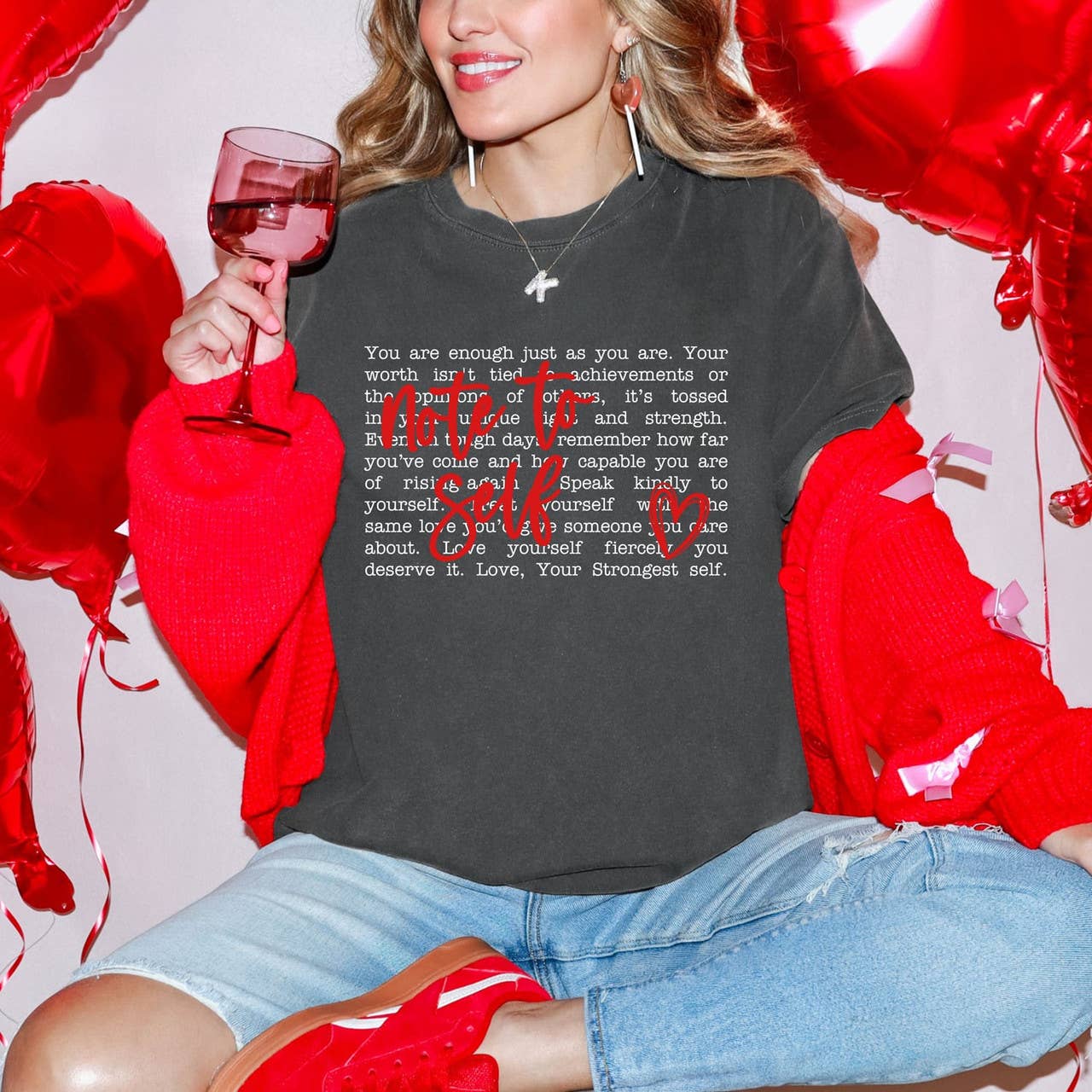 Note To Self Heart Tee Hoodie, Sweatshirt | PodTeesHub.com