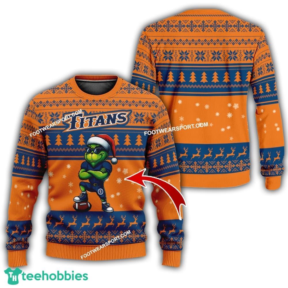 Cal State Fullerton Titans Grinch Football Ugly Sweater Gift For Christmas – Custom Number