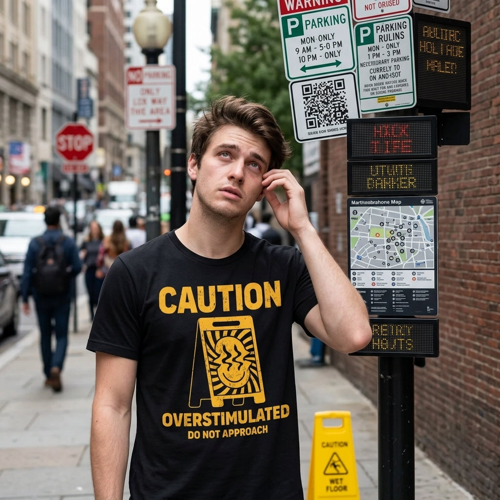 Caution Overstimulated Do Not Approach Men's T Shirt