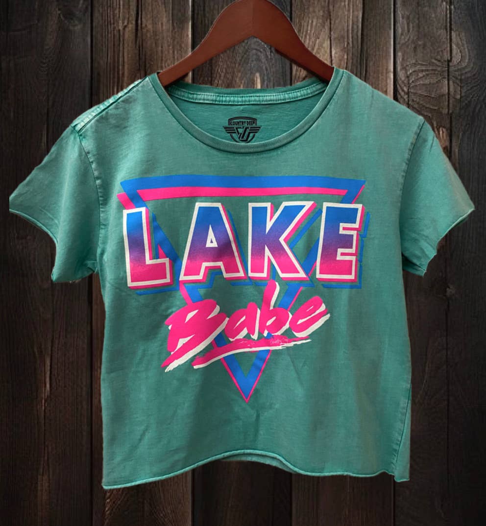 Lake Babe Regular Cropped Acid Wash T-Shirt Hoodie, Sweatshirt | PodTeesHub.com