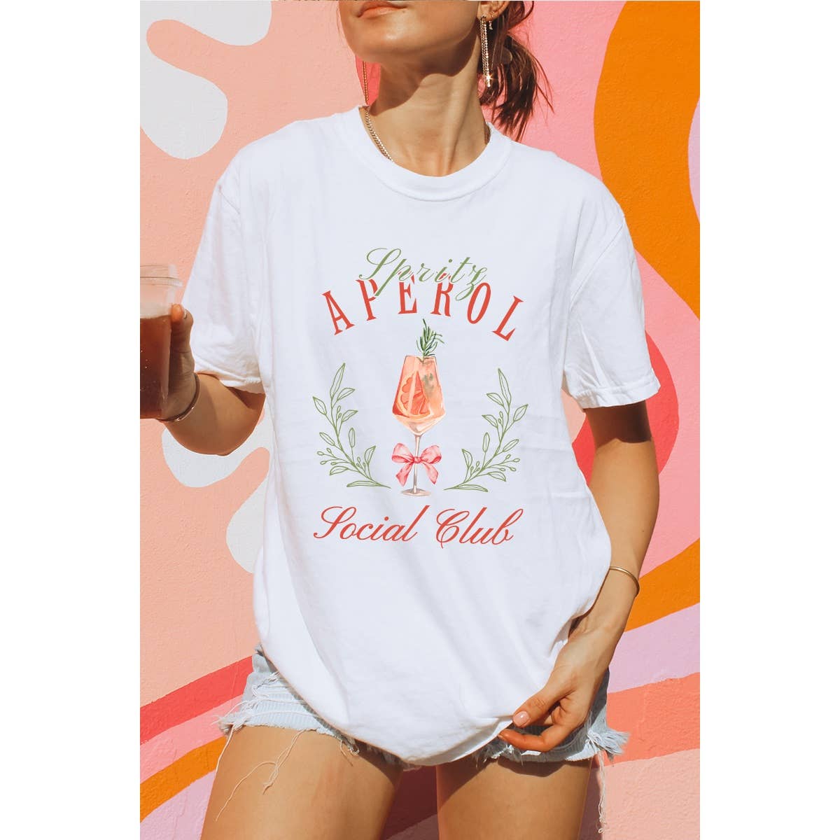 Aperol Spritz Social Club Graphic Oversized Tee Hoodie, Sweatshirt | PodTeesHub.com