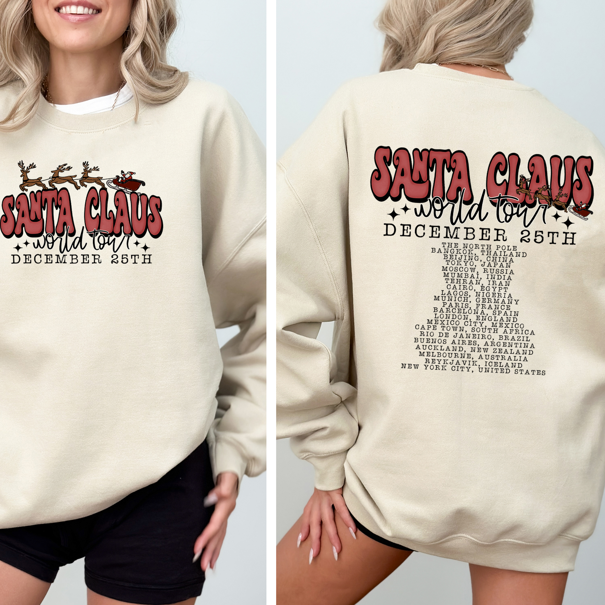 Santa Claus, World Tour, the North Pole Christmas Sweatshirt T-Shirts, Hoodie | PodTeesHub.com