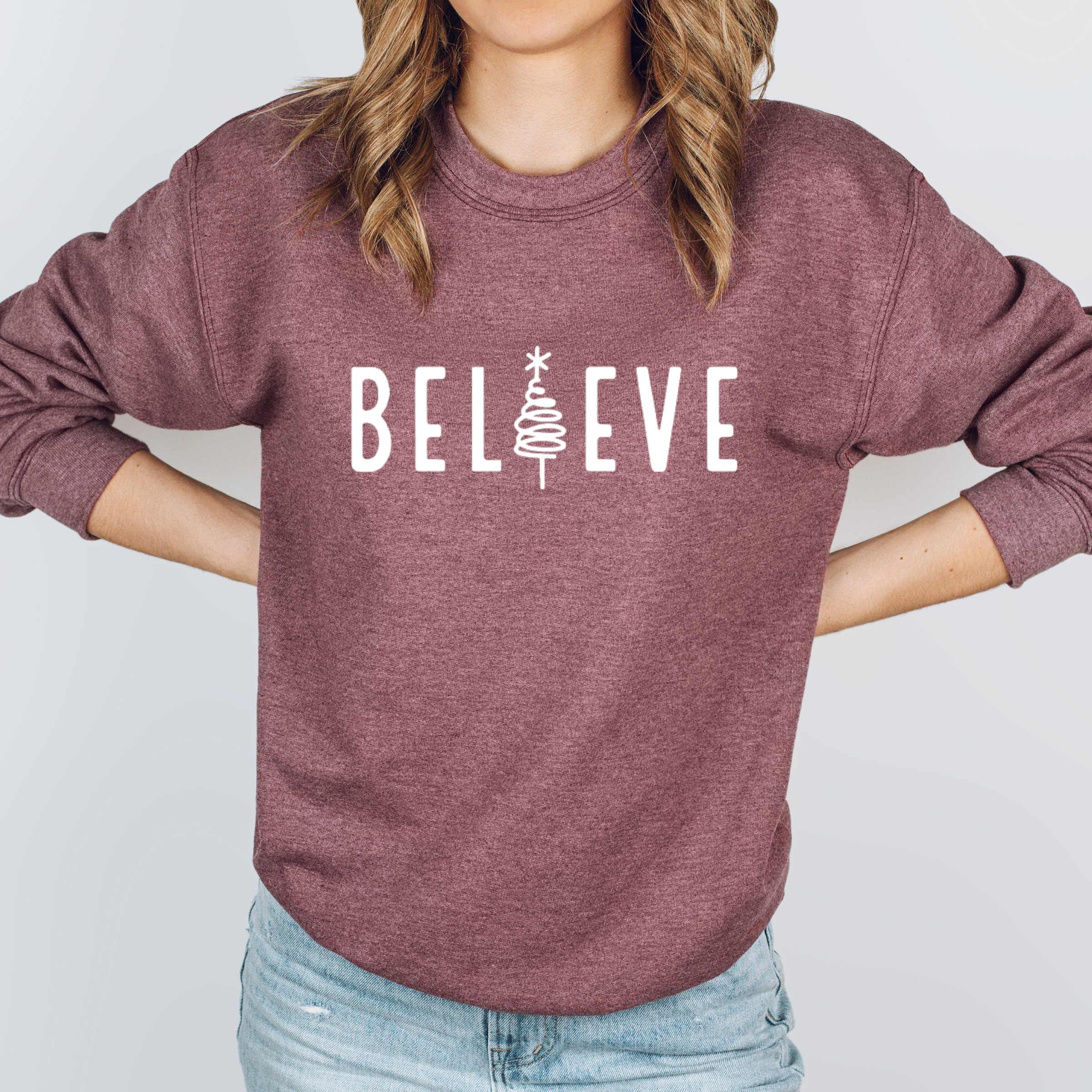 Believe Christmas Sweatshirt - Graphic Tee - Christmas Tee Hoodie | PodTeesHub.com