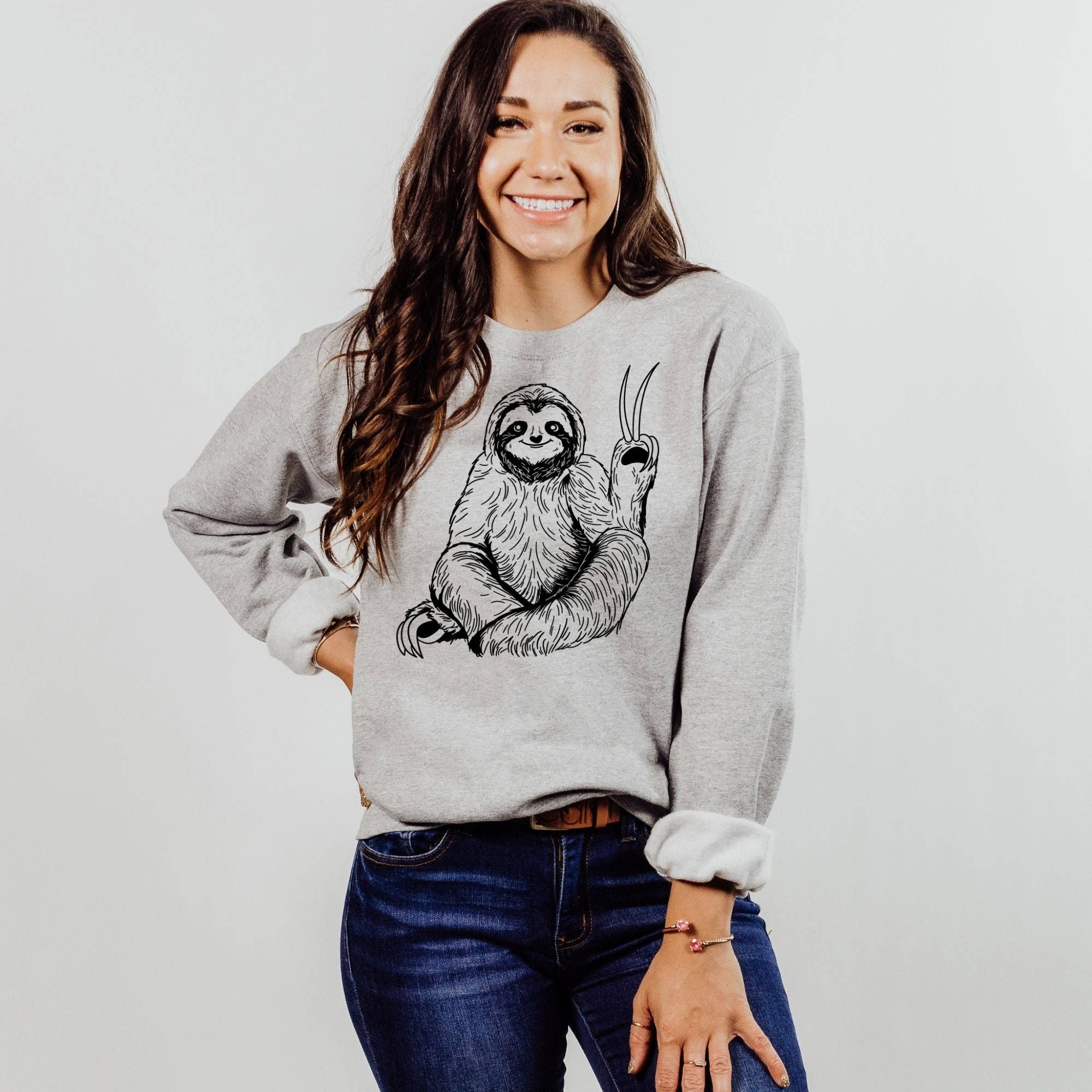 Sloth Peace Sign Sweatshirt Men and Women *Unisex Fit* T-Shirts, Hoodie | PodTeesHub.com