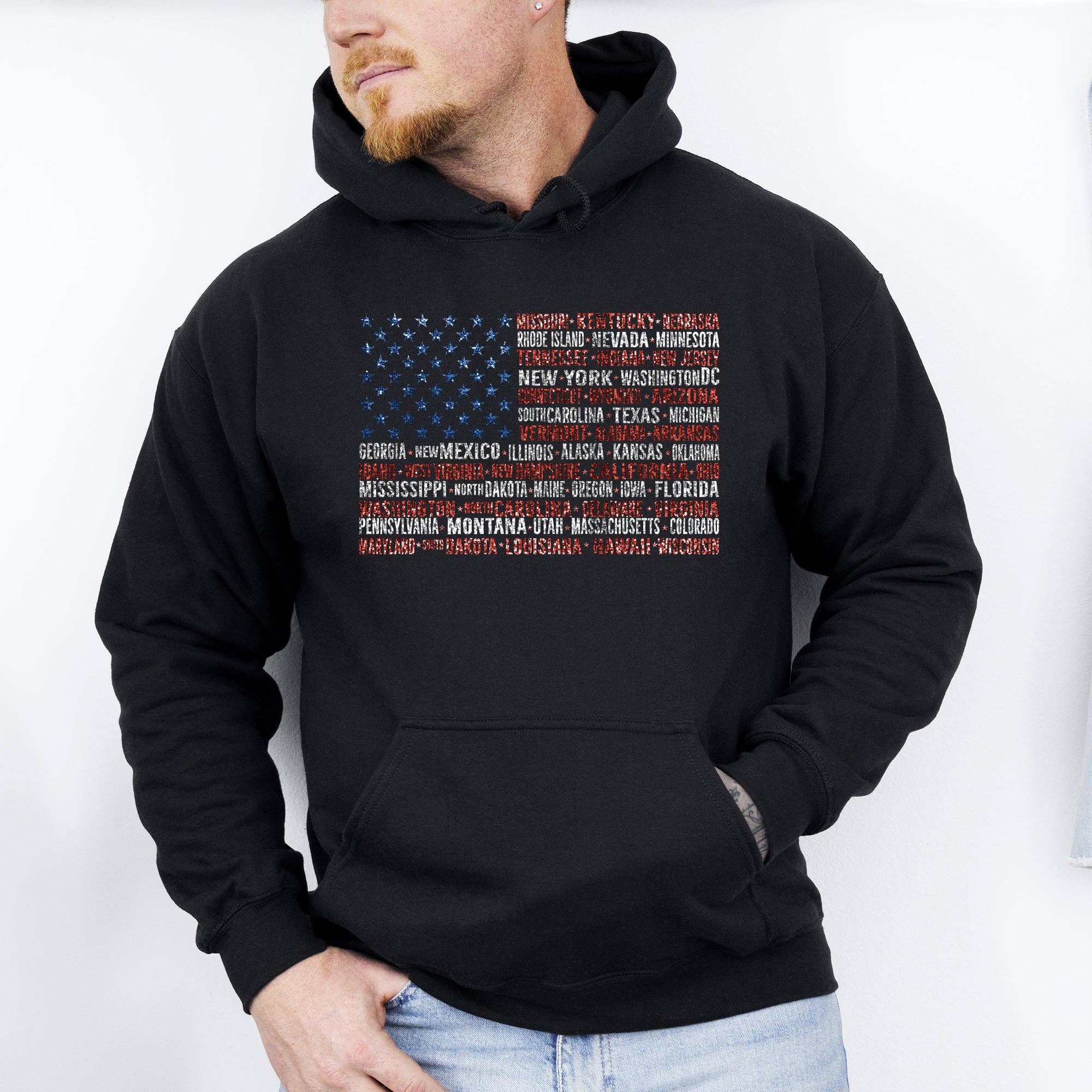 American Flag, States, USA, Patriotic 4th of July Hoodie T-Shirts, Sweatshirt | PodTeesHub.com
