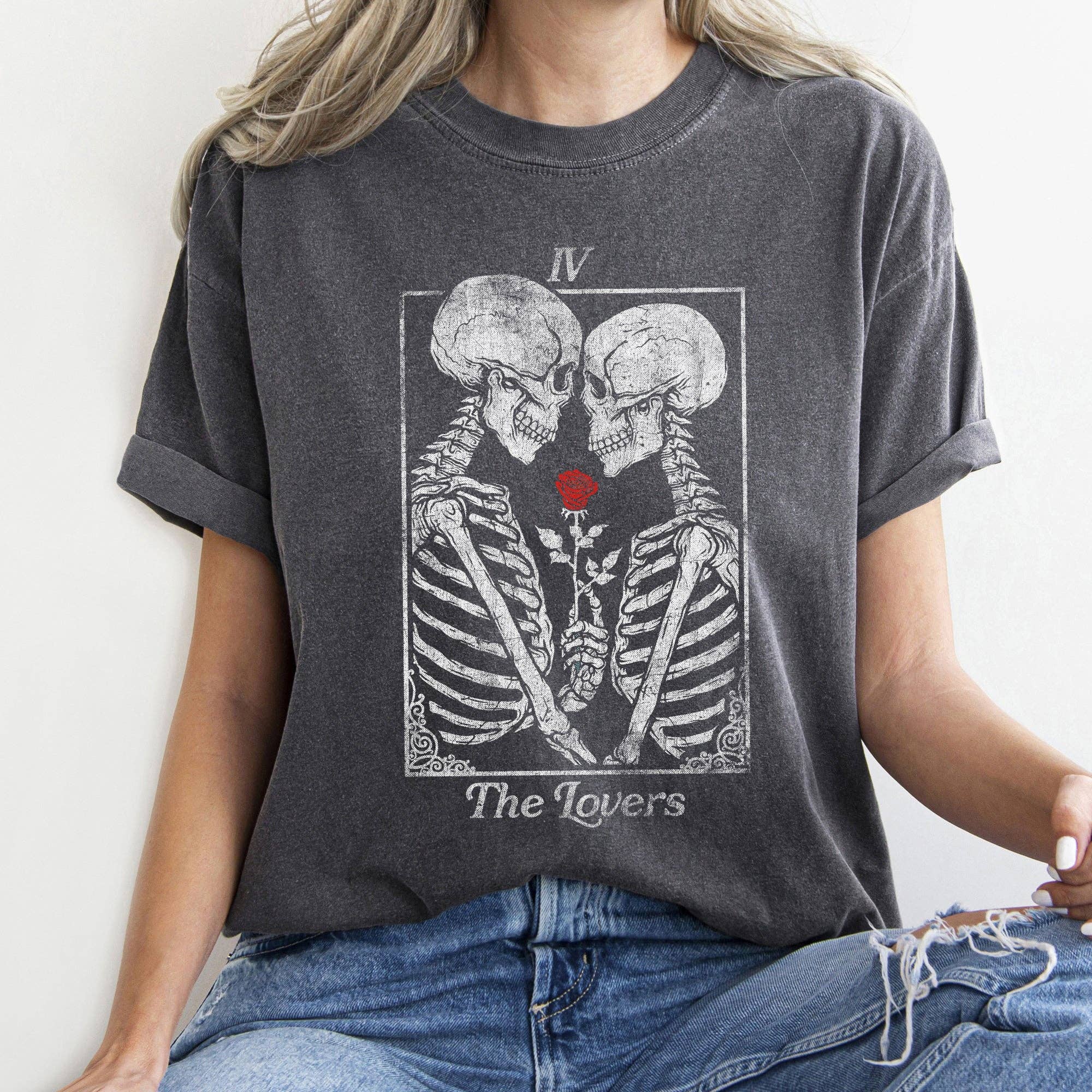 The Lovers Tarot Skeletons Comfort Colors T-Shirt Hoodie, Sweatshirt | PodTeesHub.com