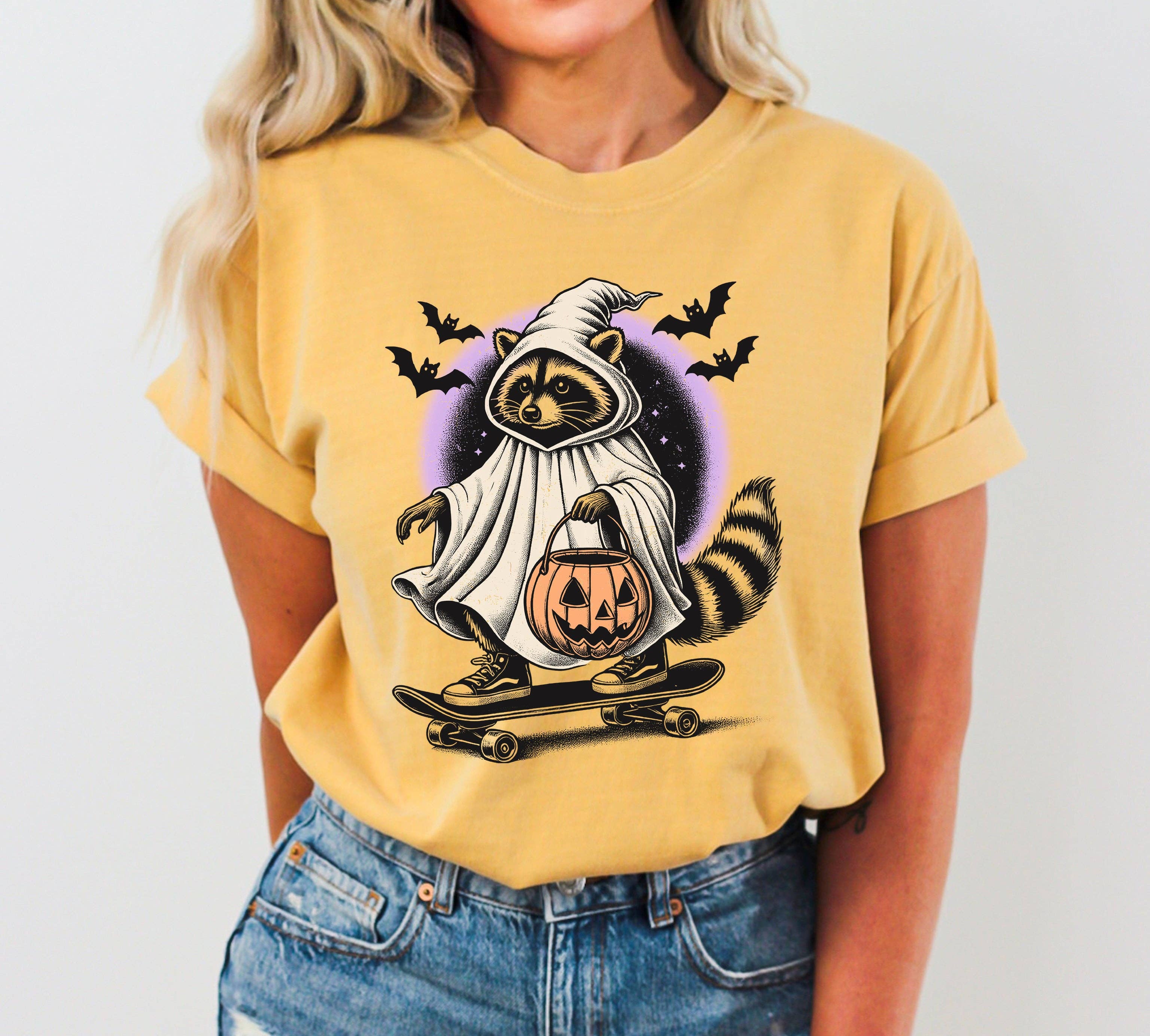 Racoon Skateboard Animal Farm Ghost Western Halloween Tshirt Hoodie, Sweatshirt | PodTeesHub.com