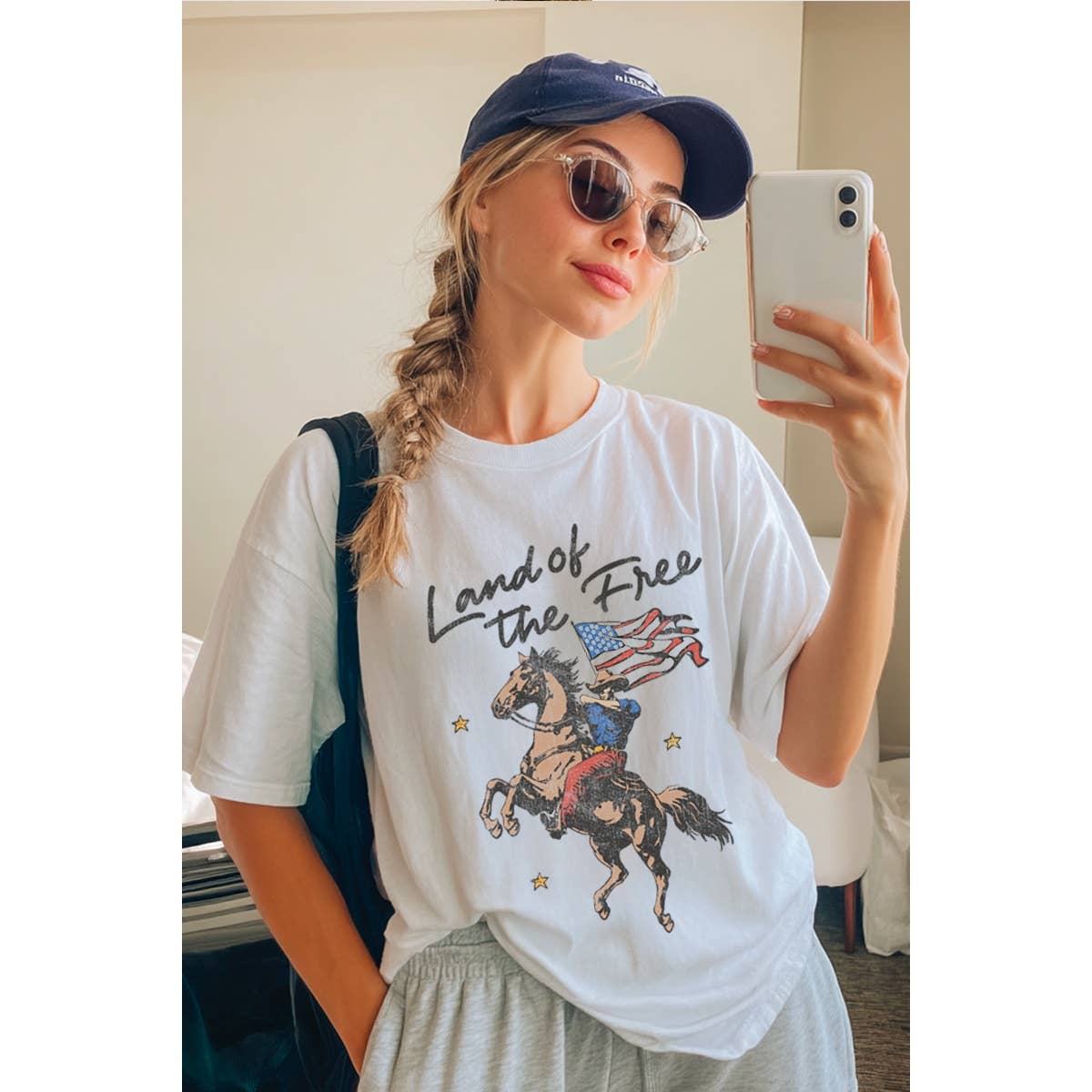 Land of the Free Graphic Oversized Tee Hoodie, Sweatshirt | PodTeesHub.com