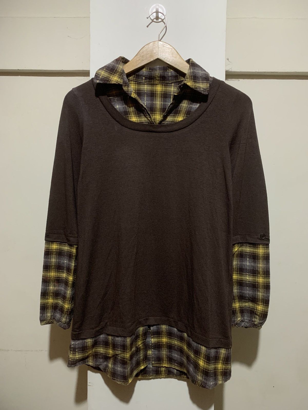 Brand Japanese Double Layer Flannel Grunge Punk Style Tee Shirt Hoodie, Sweatshirt | PodTeesHub.com