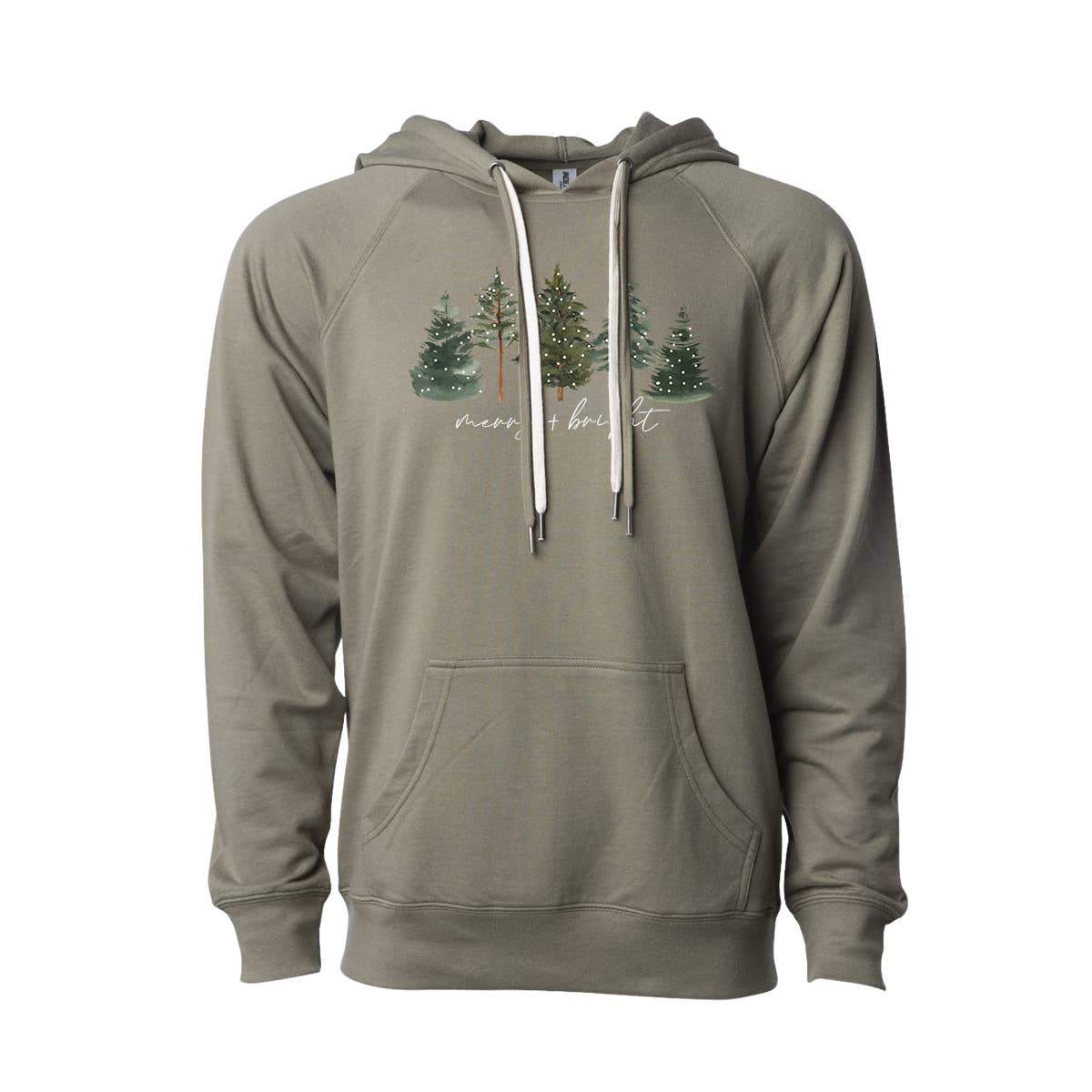 Merry and Bright Pine Tree Lights Hoodie T-Shirts, Sweatshirt | PodTeesHub.com