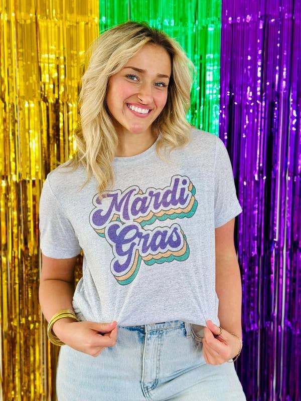 Retro Mardi Gras Stacked Tee Hoodie, Sweatshirt | PodTeesHub.com