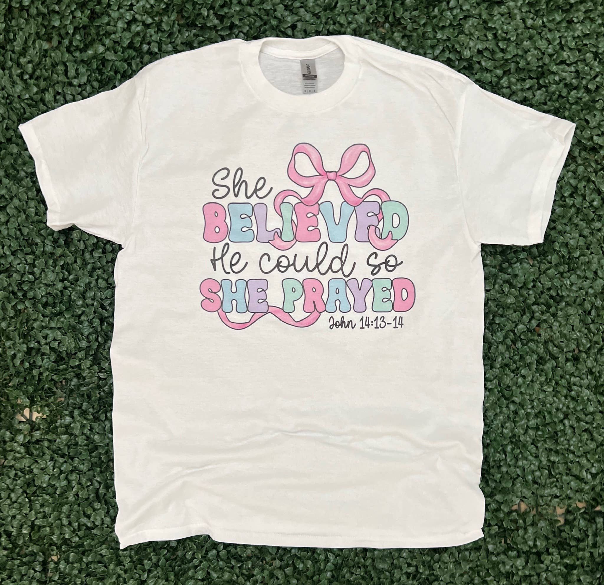 She Believed He Could So She Prayed On White Tee Hoodie, Sweatshirt | PodTeesHub.com