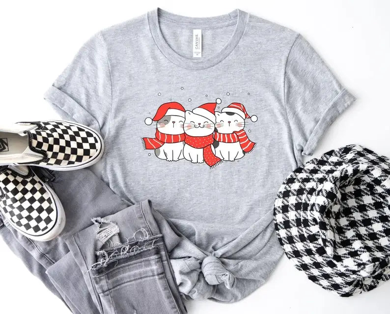 Cute Christmas Cats T-Shirt Hoodie, Sweatshirt | PodTeesHub.com