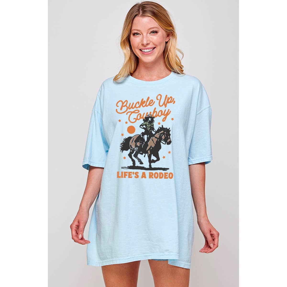 Buckle Up Cowboy Vintage Graphic Oversized Tee Hoodie, Sweatshirt | PodTeesHub.com