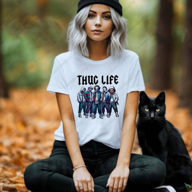 Thug Life Horror Movie Shirt - Scary Friends & Killers Tee Hoodie, Sweatshirt | PodTeesHub.com