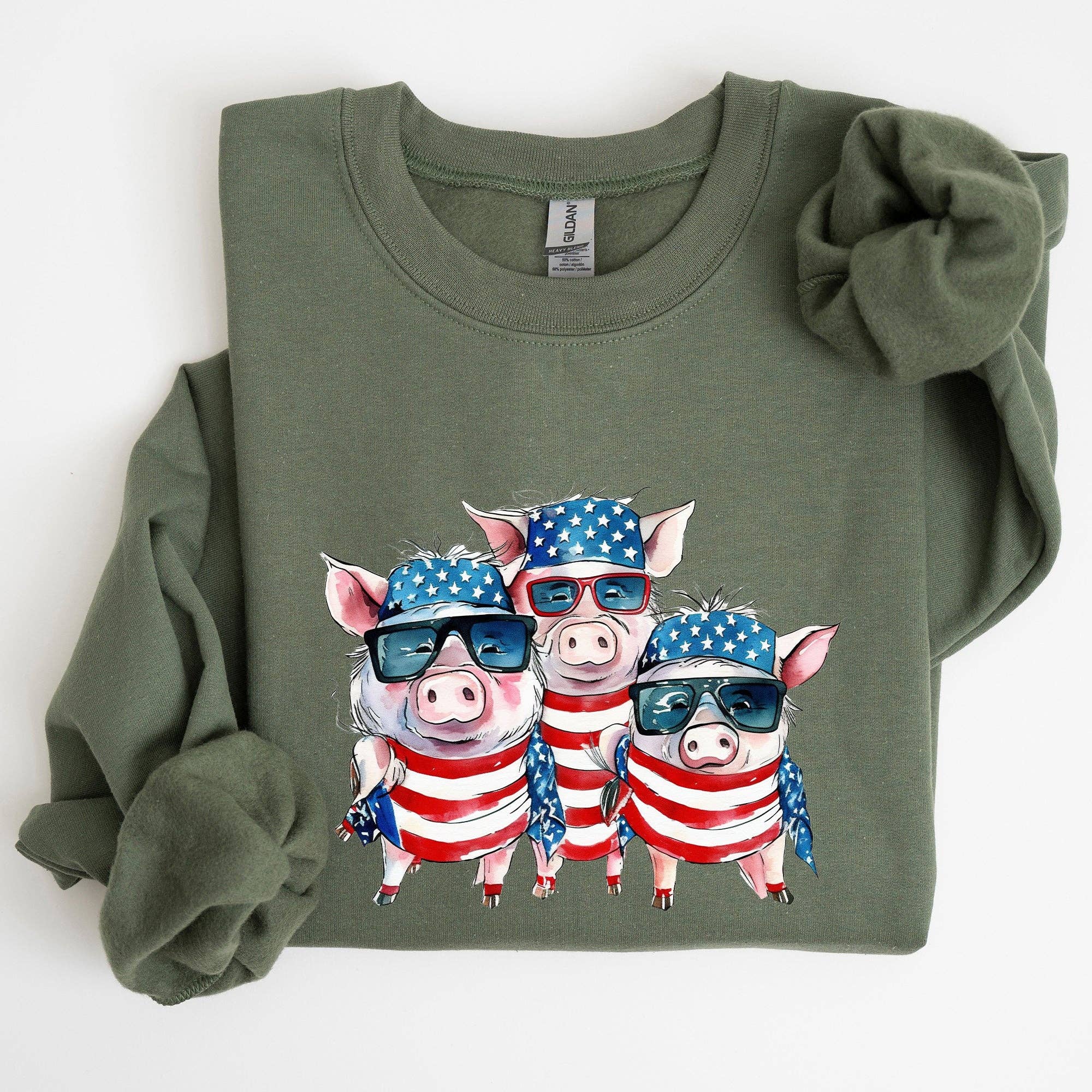 Patriotic Pigs, Hippie, Funny, 4th of July Sweatshirt T-Shirts, Hoodie | PodTeesHub.com