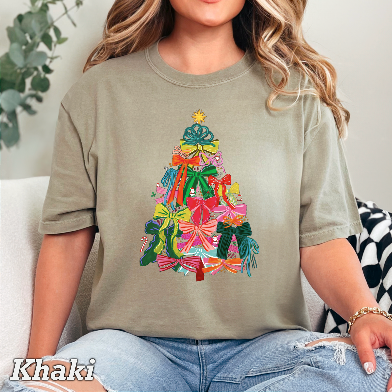 Bow Christmas Tree Christmas 2025 Shirt | Comfort Color Hoodie, Sweatshirt | PodTeesHub.com