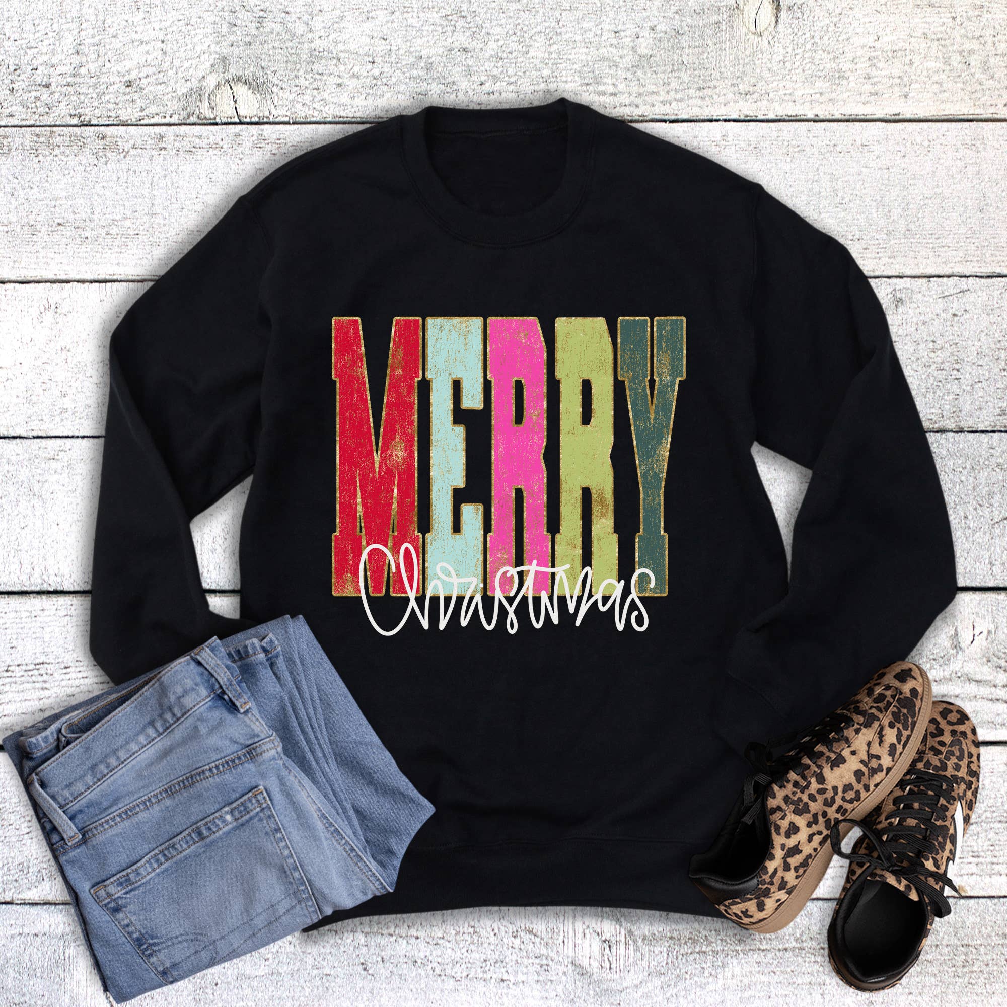 Christmas Worn Merry Sweatshirt T-Shirts, Hoodie | PodTeesHub.com