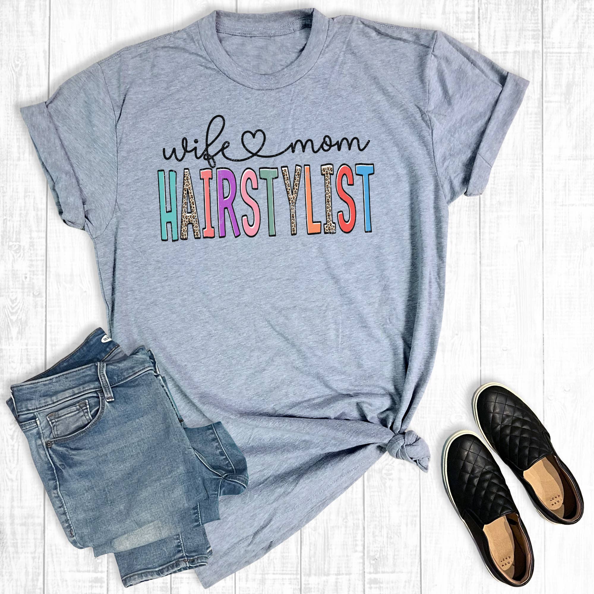 Wife Mom Hairstylist Graphic Tee Hoodie, Sweatshirt | PodTeesHub.com