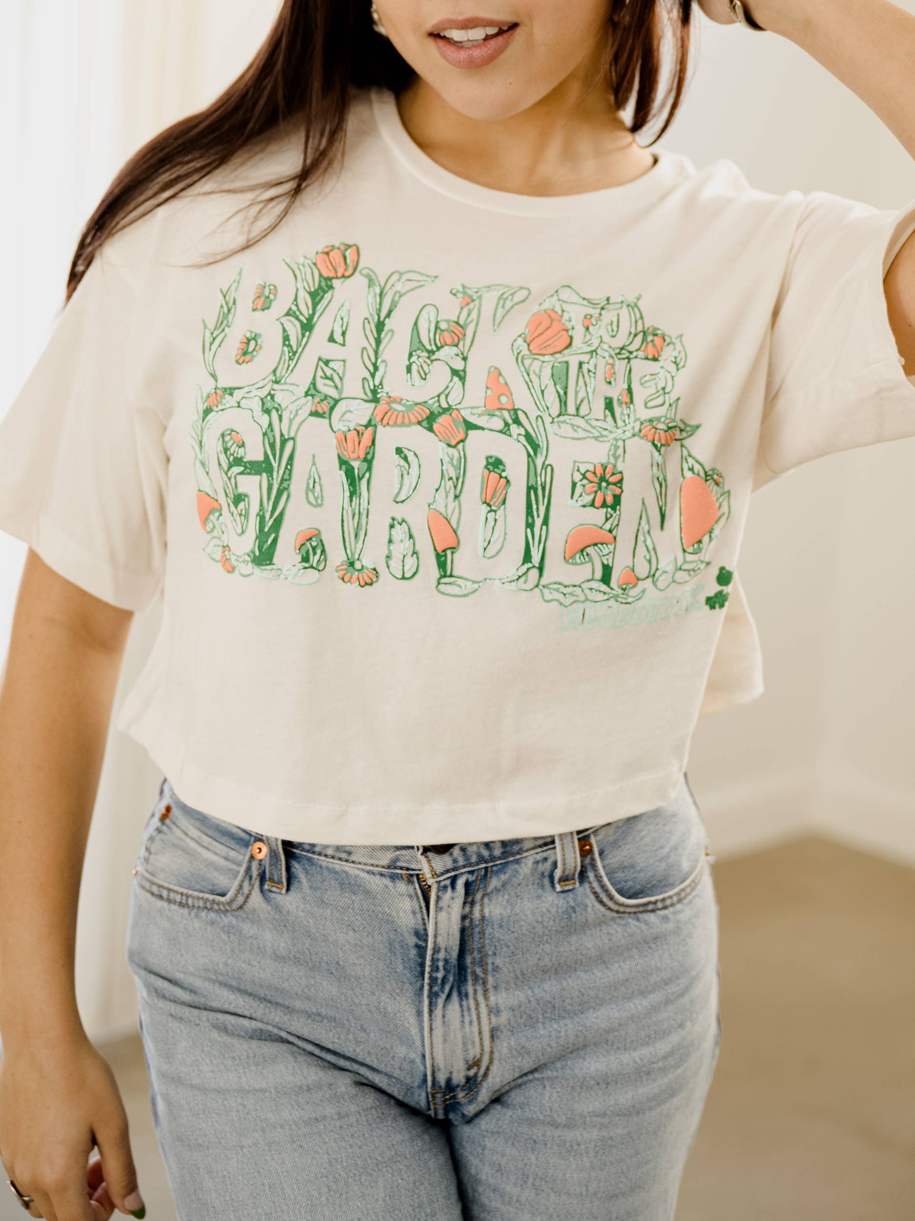 Woodstock Garden Puff Ink Off White Cropped Graphic Tee Hoodie, Sweatshirt | PodTeesHub.com