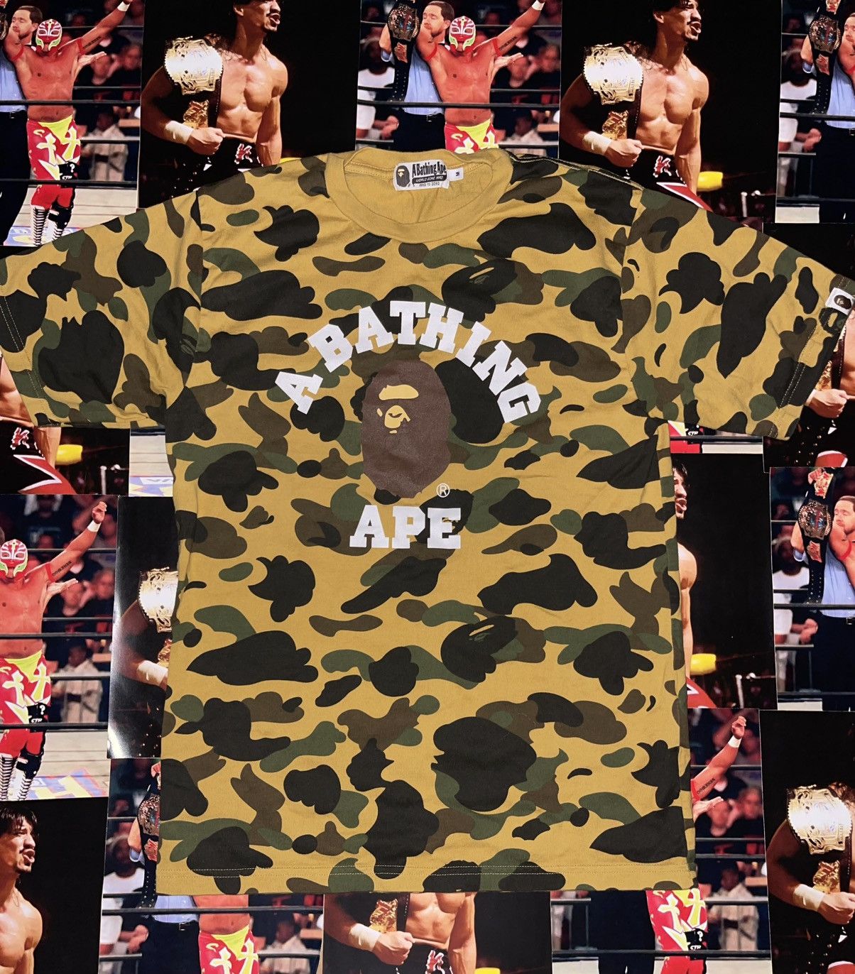 Bape 1st Camo College Tee Yellow M Hoodie, Sweatshirt | PodTeesHub.com