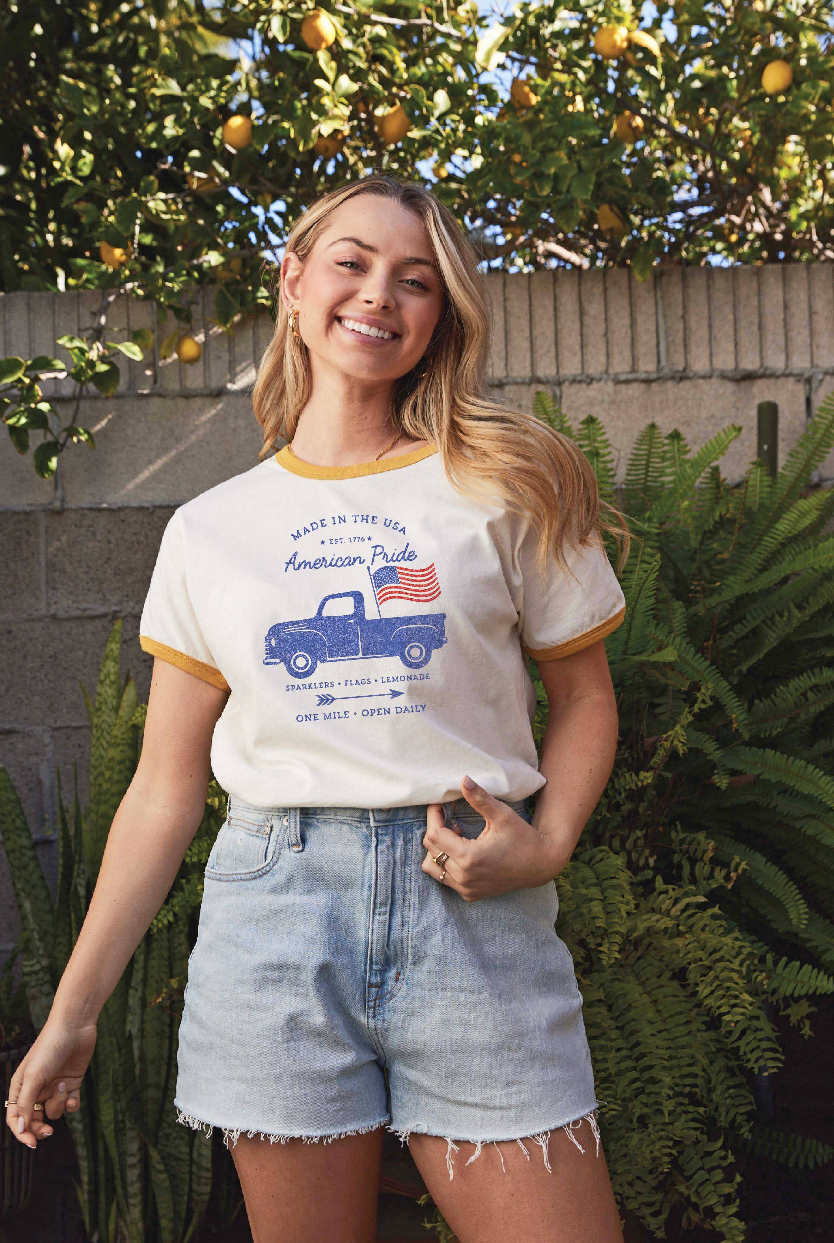Made in the USA American Pride Ringer Graphic T-Shirt Hoodie, Sweatshirt | PodTeesHub.com