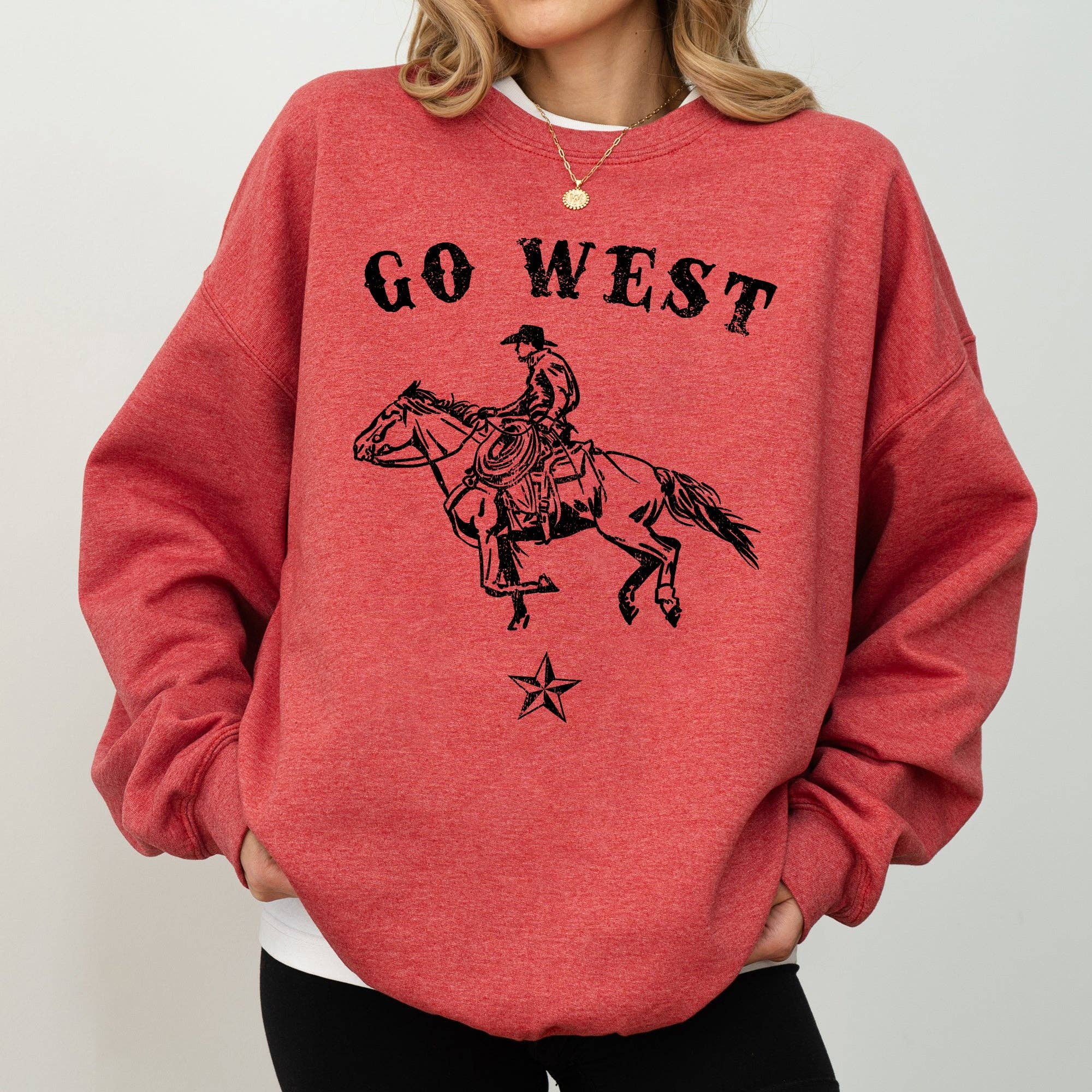Go West, Cowboy, Horse, Western, Retro, Vintage, Sweatshirt T-Shirts, Hoodie | PodTeesHub.com