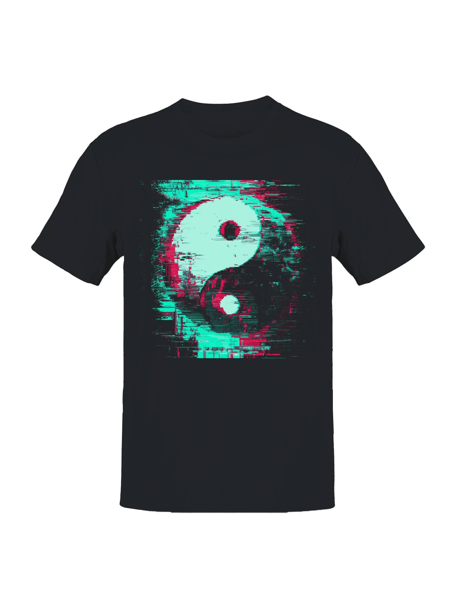 Glitch Art Yin Yang Vision Men's T-Shirt Hoodie, Sweatshirt | PodTeesHub.com