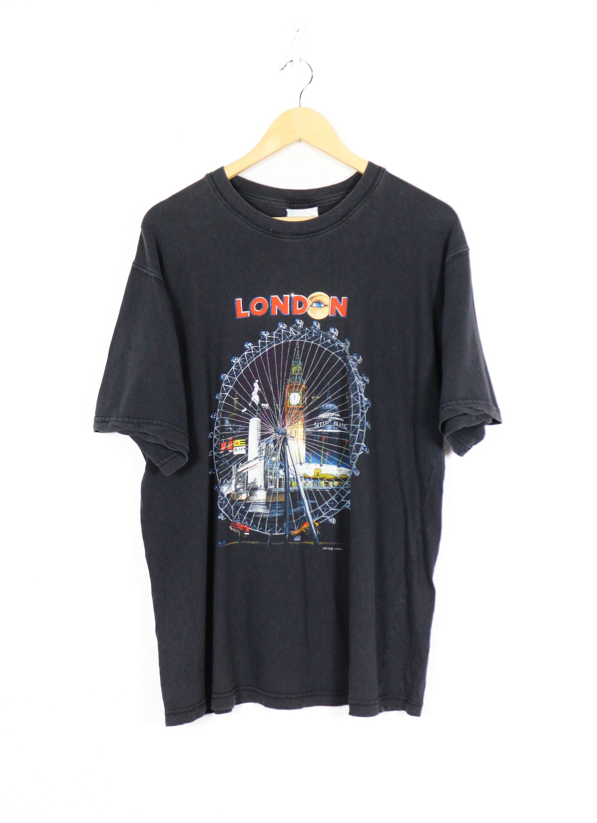 Vintage London Eye Zip It Graphic Tee T Shirt 90s Bleach Hoodie, Sweatshirt | PodTeesHub.com