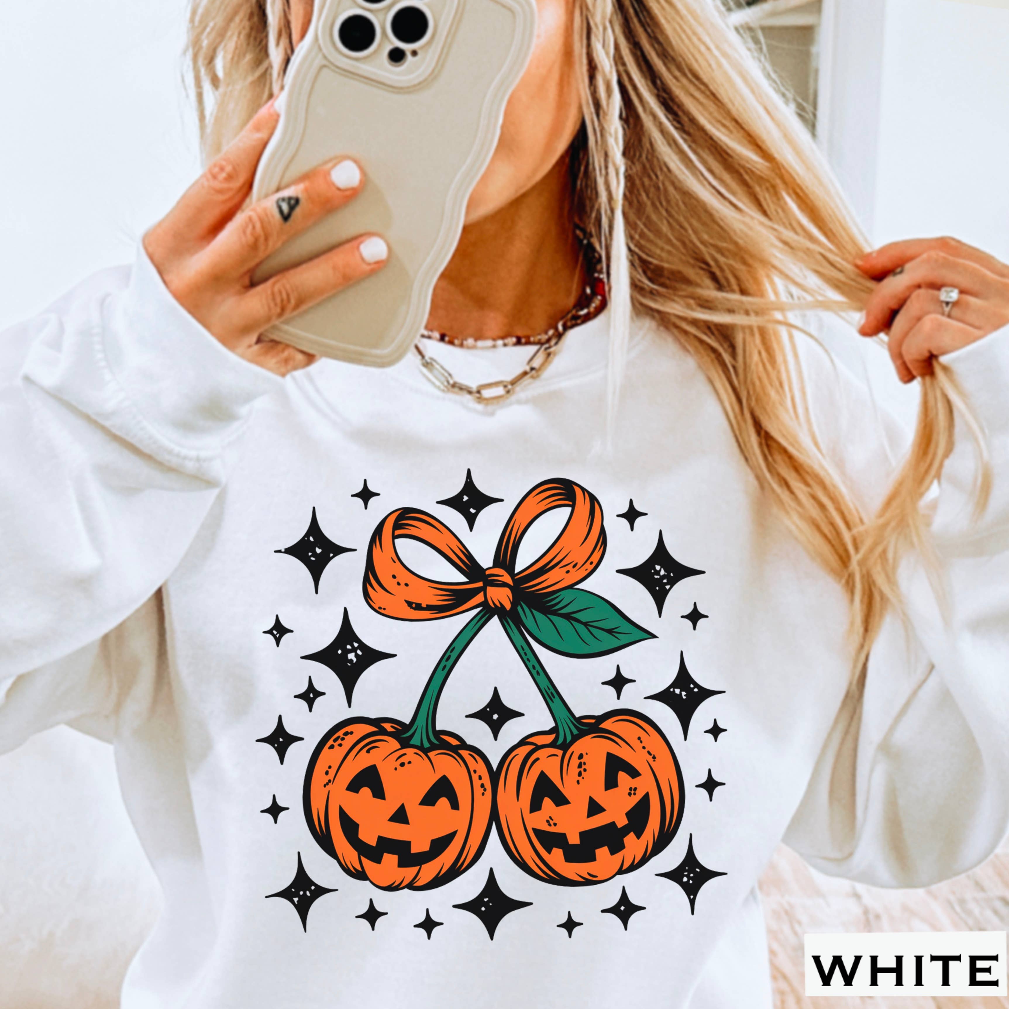 Halloween 2025 Pumpkins Bow Graphic Sweatshirt T-Shirts, Hoodie | PodTeesHub.com