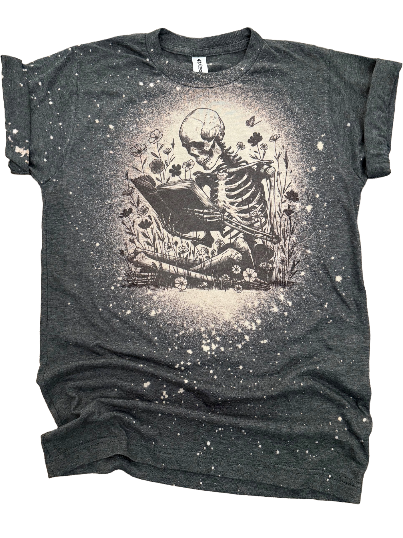 Book Lover Reader Skeleton Bleached Tee Hoodie, Sweatshirt | PodTeesHub.com