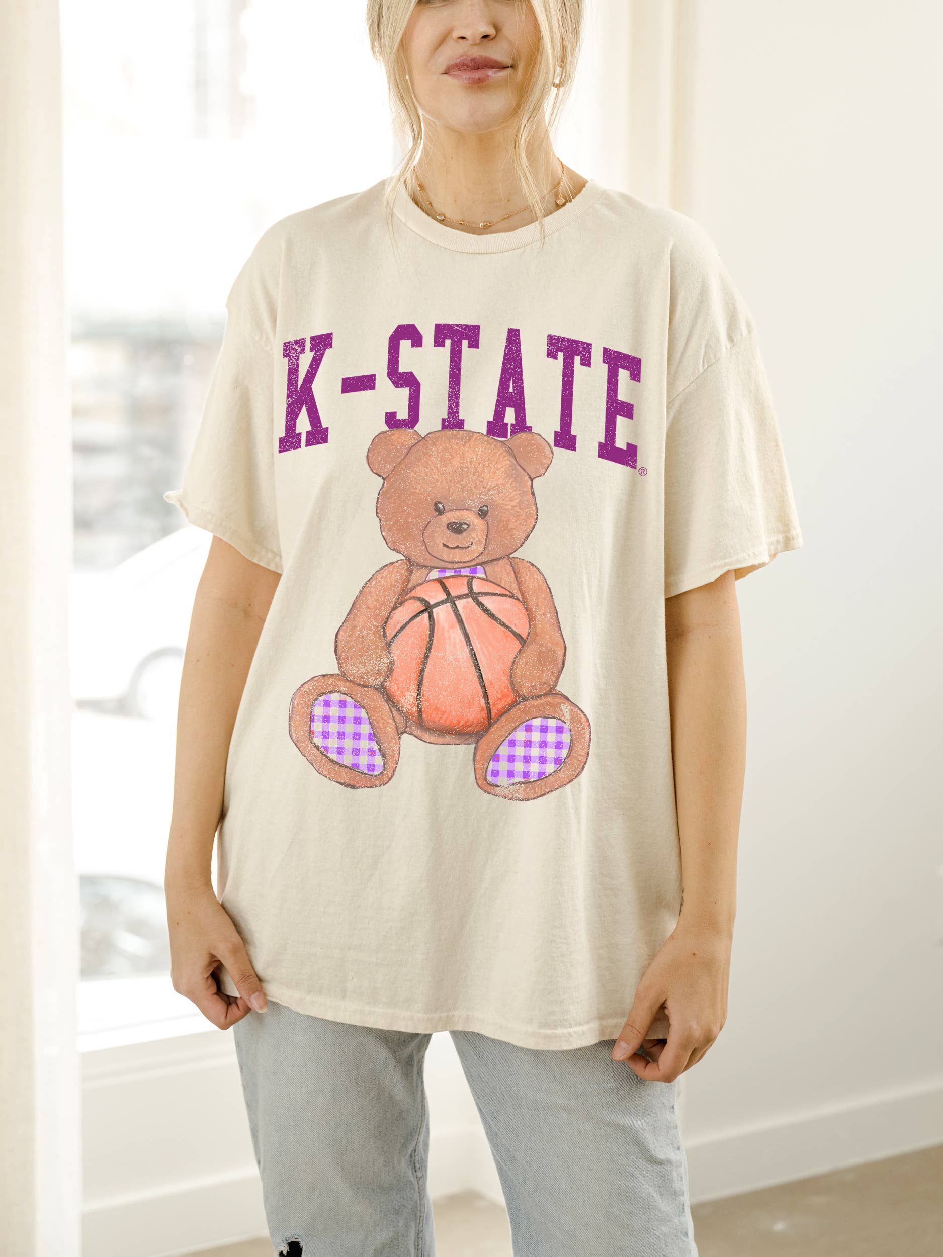 Kansas State Wildcats Basketball Bear Thrifted Tee Hoodie, Sweatshirt | PodTeesHub.com