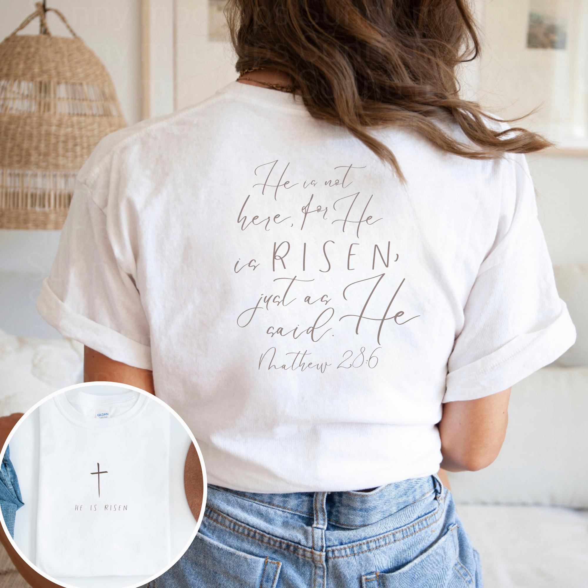 He Is Risen Cross Bible Verse Easter T-Shirt Hoodie, Sweatshirt | PodTeesHub.com