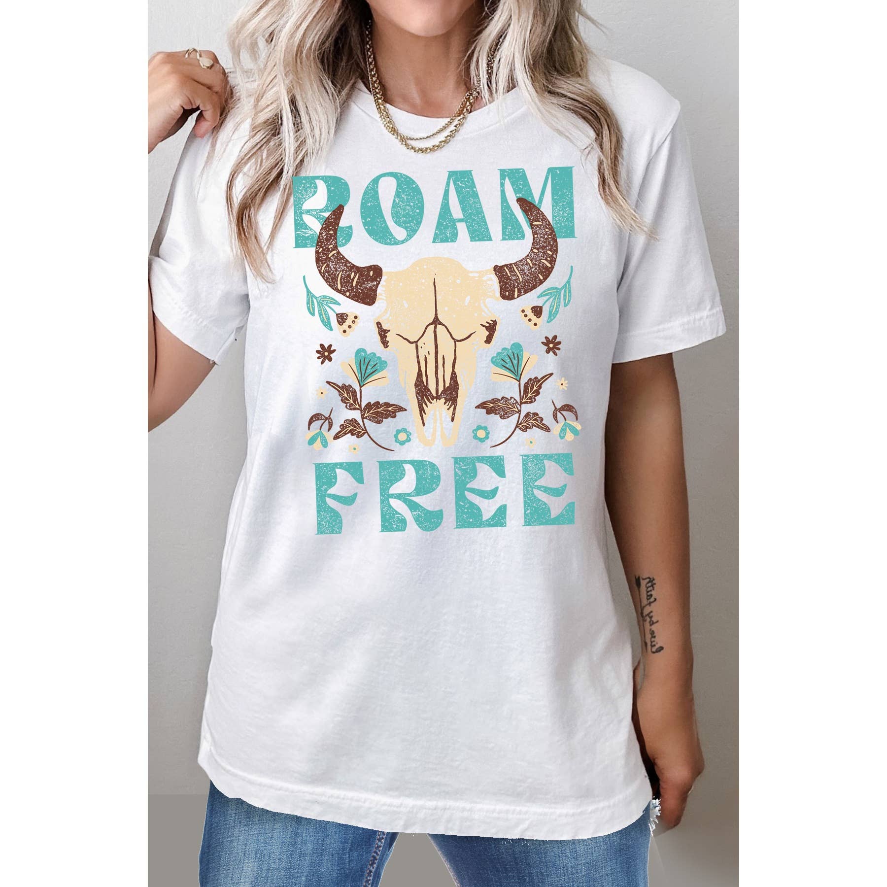 Roam Free Women's Graphic T-Shirt, Relaxed Fit, 100% Cotton Hoodie, Sweatshirt | PodTeesHub.com
